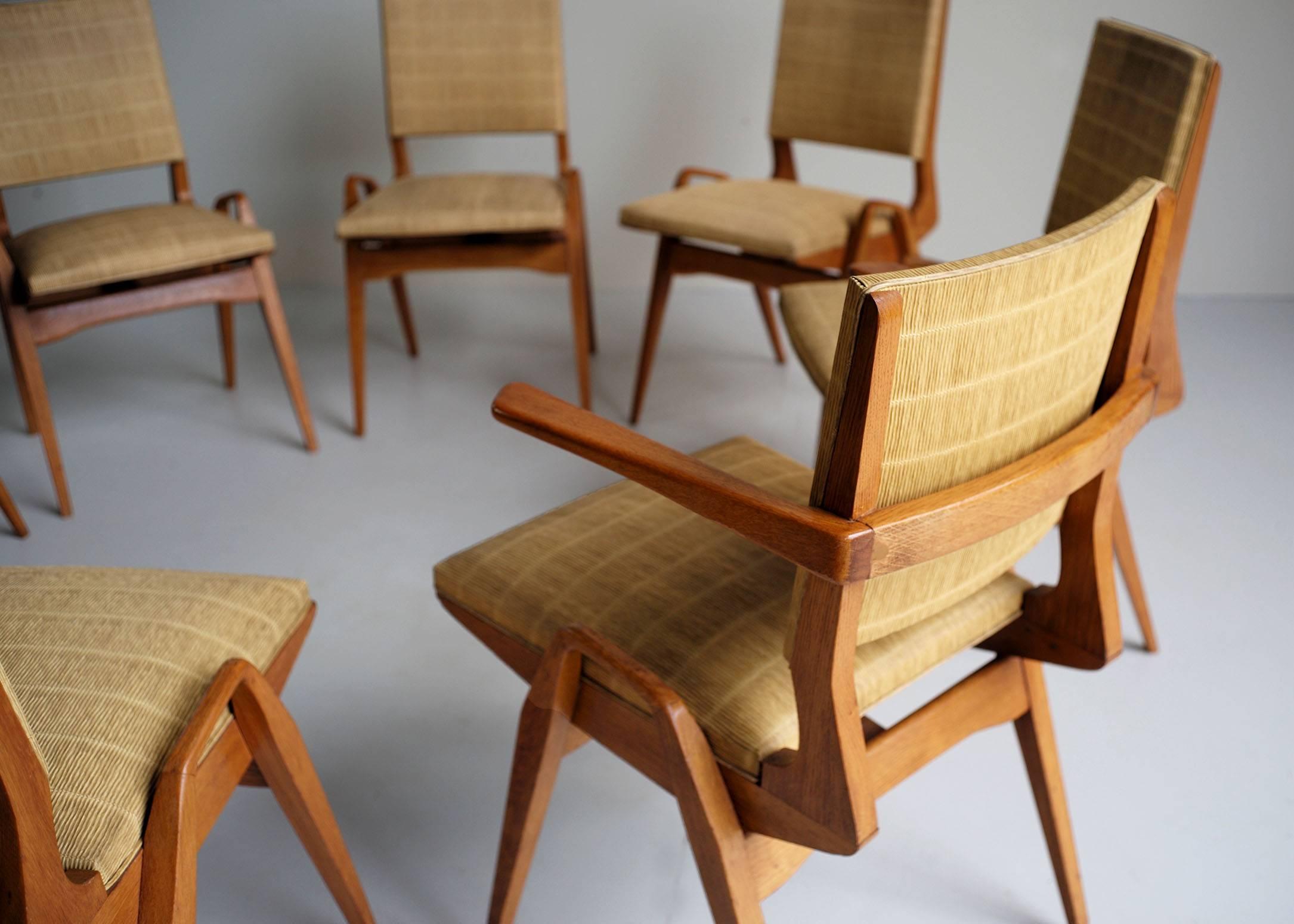 Mid-20th Century Set of Eight Dining Chairs by Maurice Pré, France, 1950