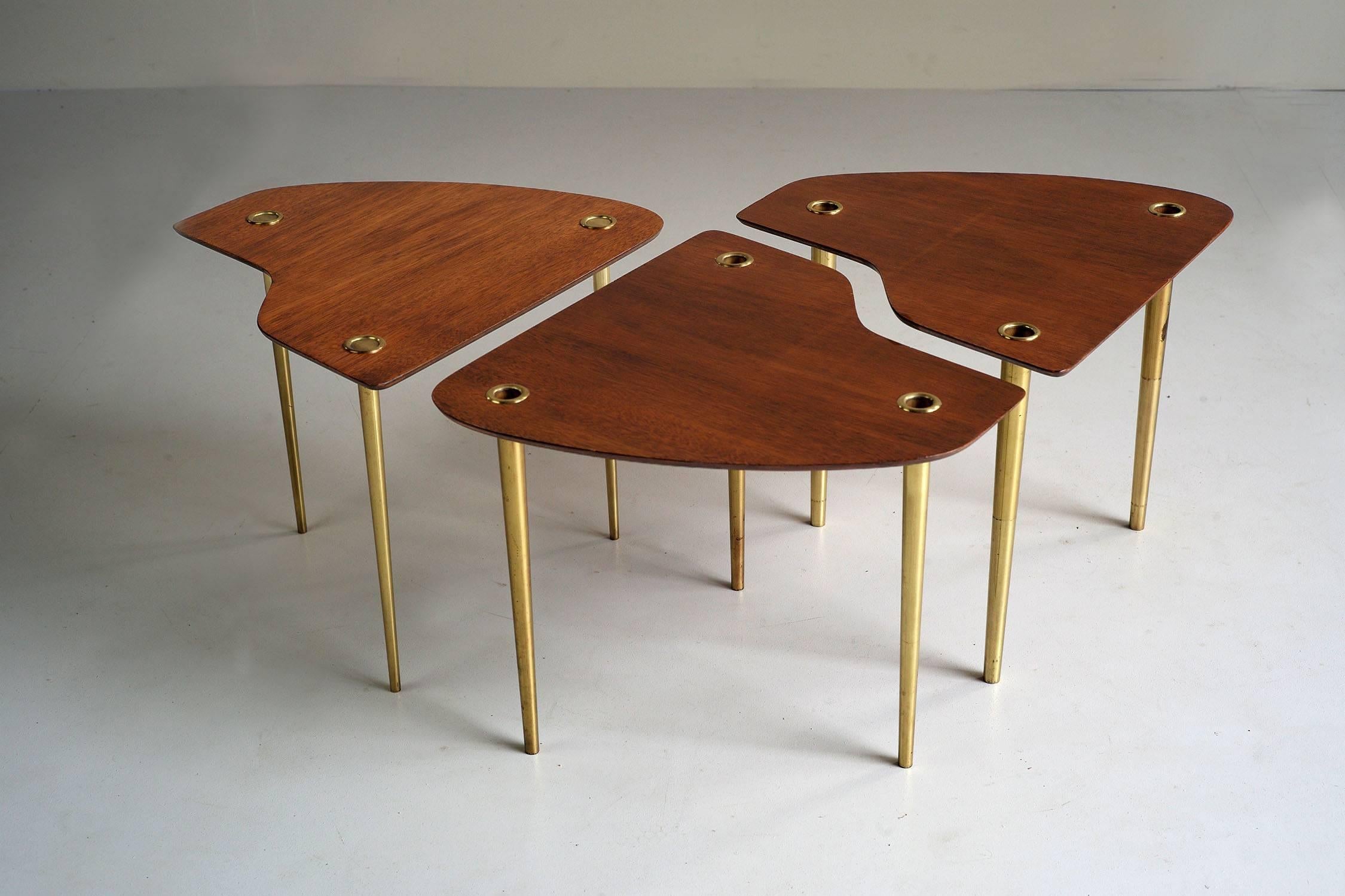 Mid-20th Century Pierre Cruege, Set of Three Free-Form Tables 