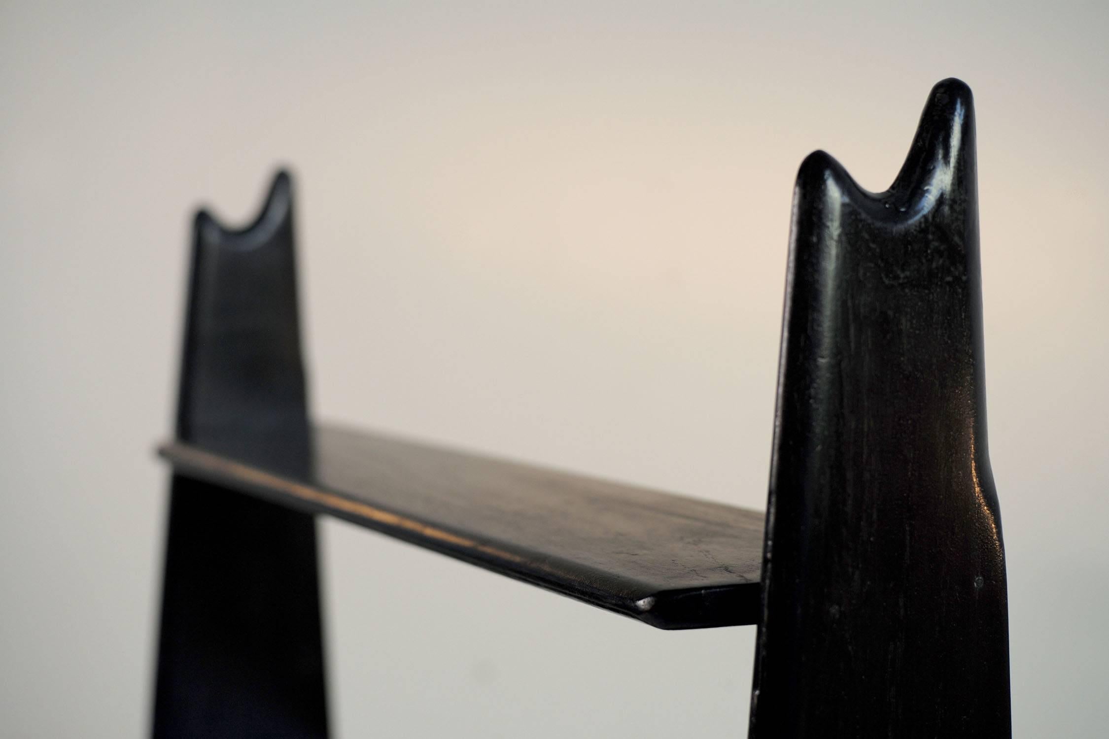 French Pierre Cruège, Blackened Oak Bookcase, Ed. Formes, France, 1950