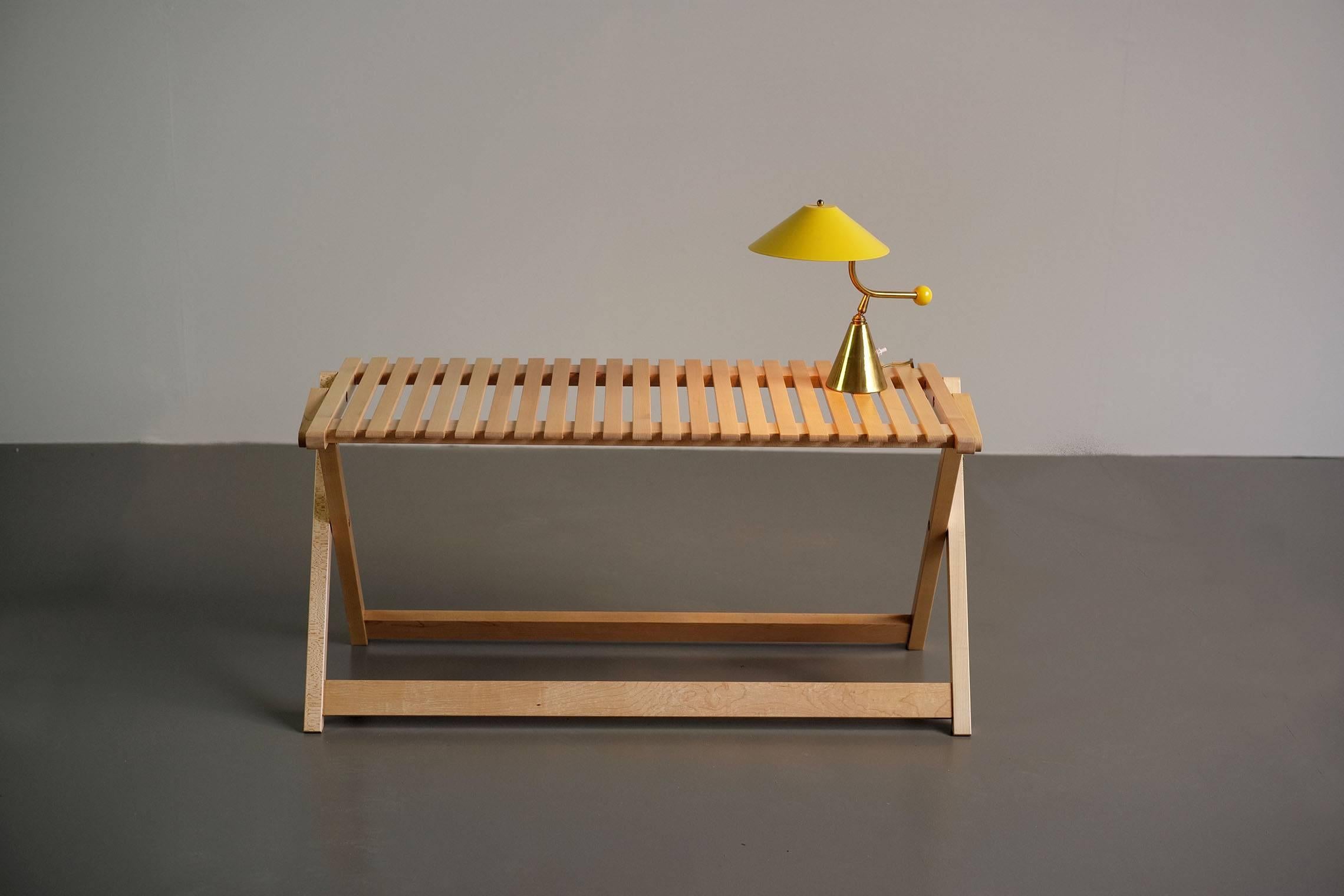 Mid-Century Modern Jean-Claude Duboys, A5 Folding Maple Bench, France, 1980 For Sale