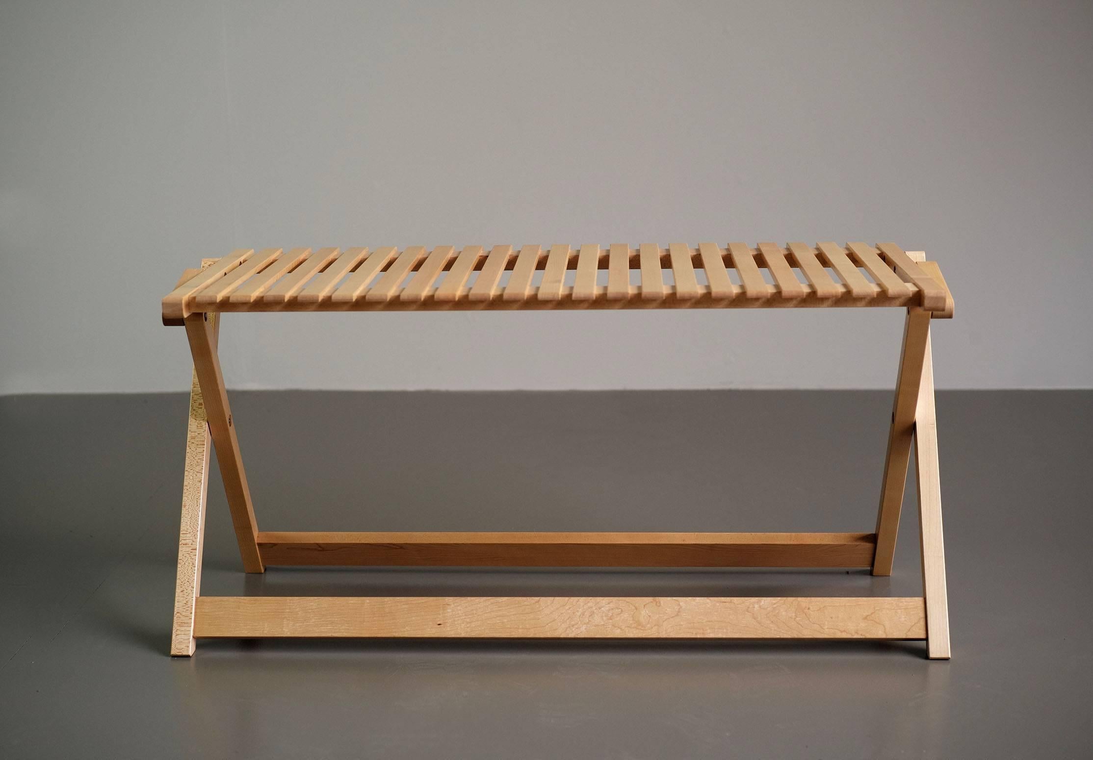 Late 20th Century Jean-Claude Duboys, A5 Folding Maple Bench, France, 1980 For Sale