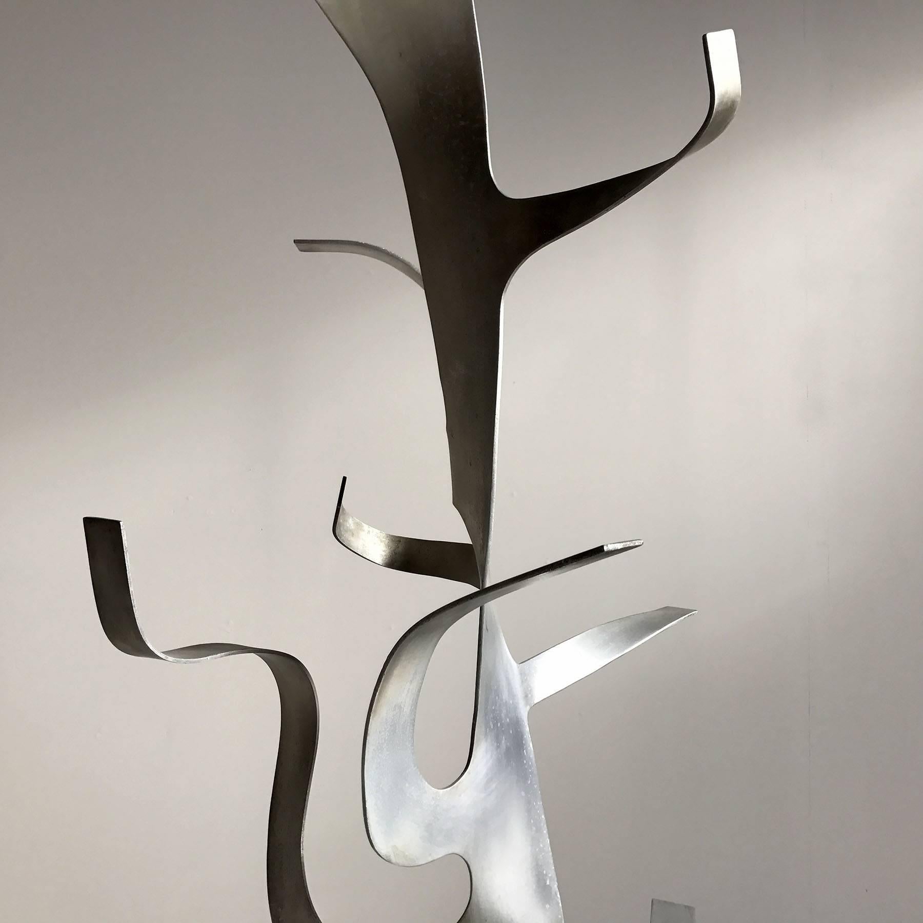 French Sculpture Tree in Aluminium and Brass, France, 1970
