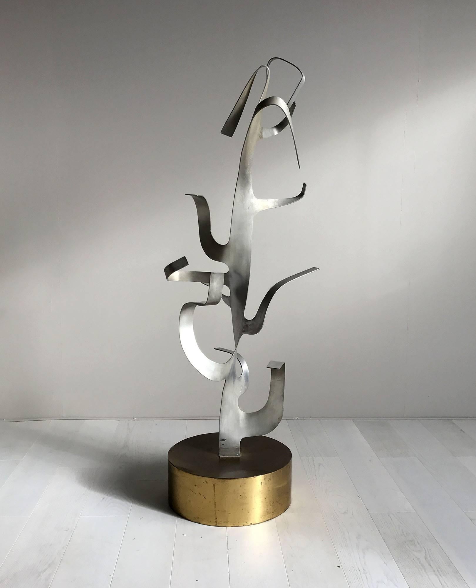 Sculpture Tree in Aluminium and Brass, France, 1970 In Good Condition In Catonvielle, FR