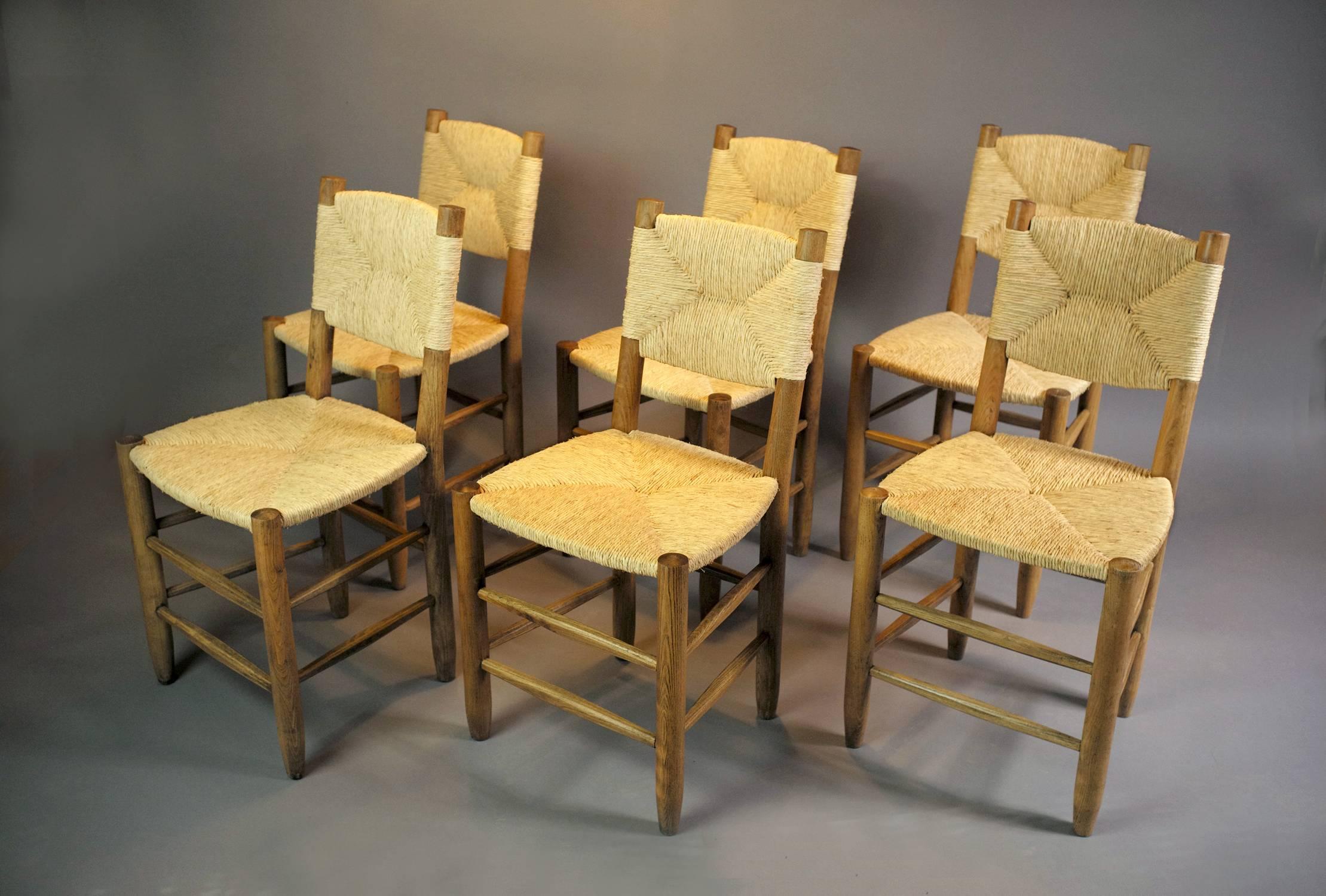 Mid-Century Modern Bauche No. 19 Chairs by Charlotte Perriand for BCB, 1951, Set of Six