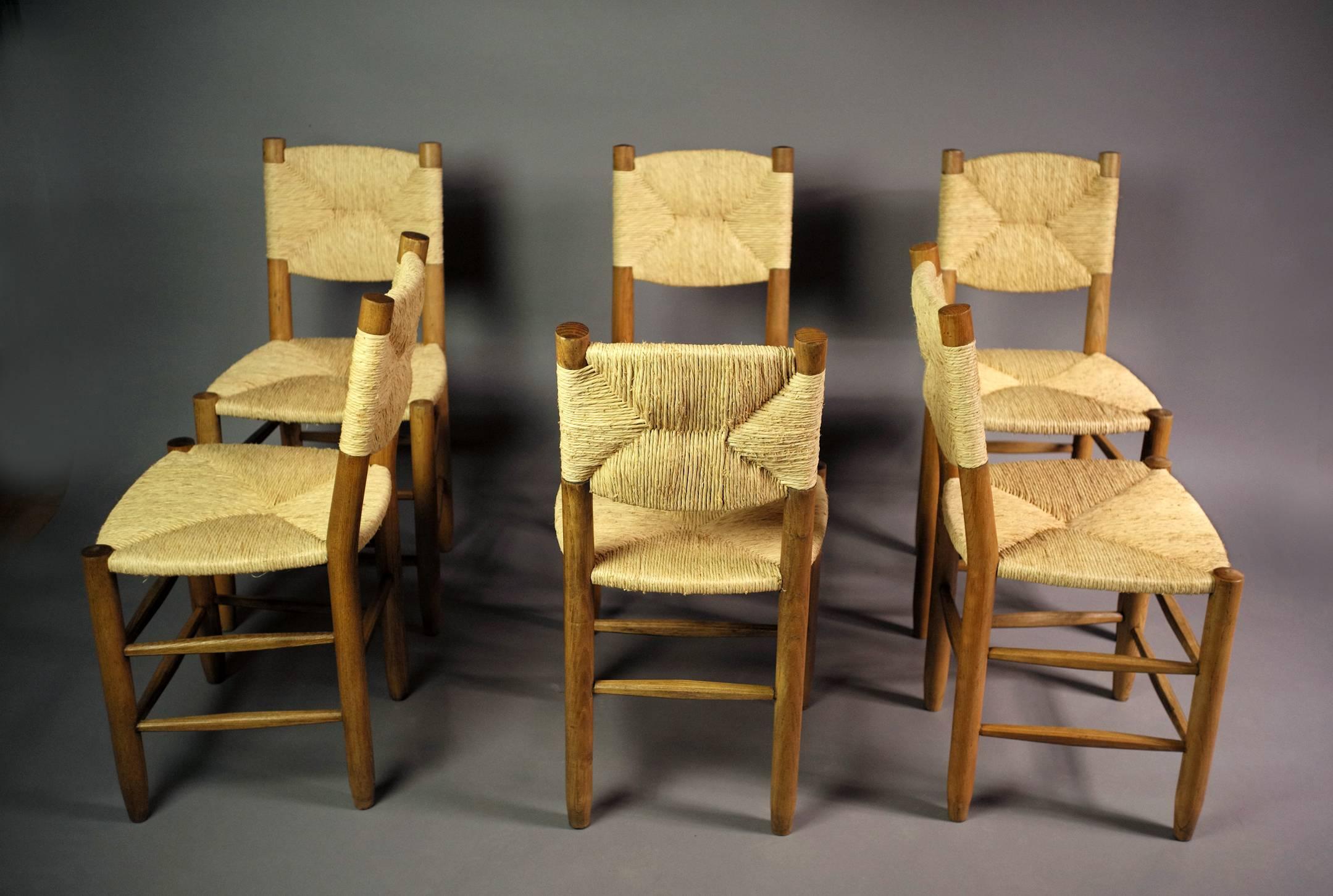 Mid-20th Century Bauche No. 19 Chairs by Charlotte Perriand for BCB, 1951, Set of Six