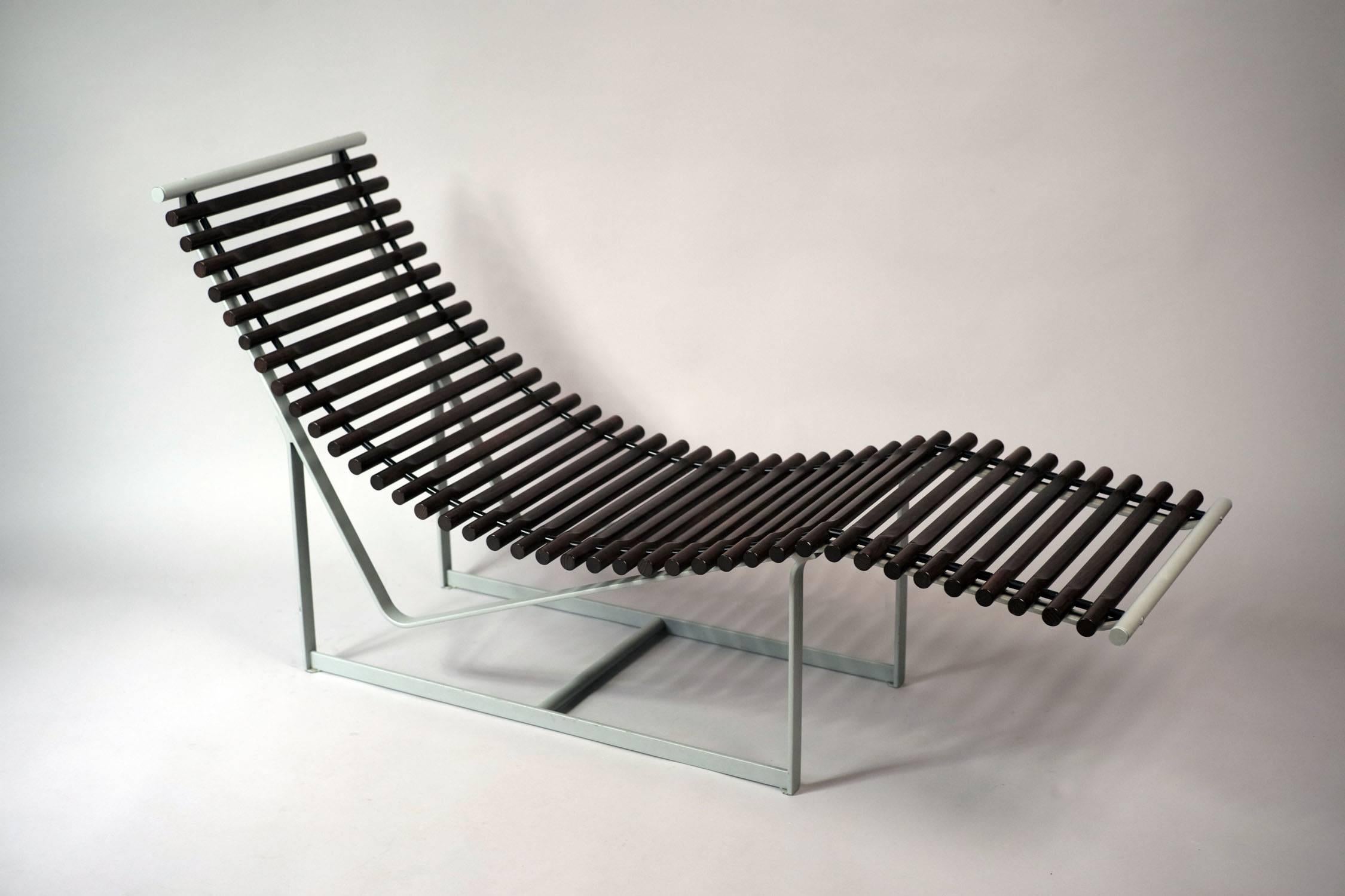 Late 20th Century Italian Rosewood and Anodized Metal Lounge Chair, 1980s