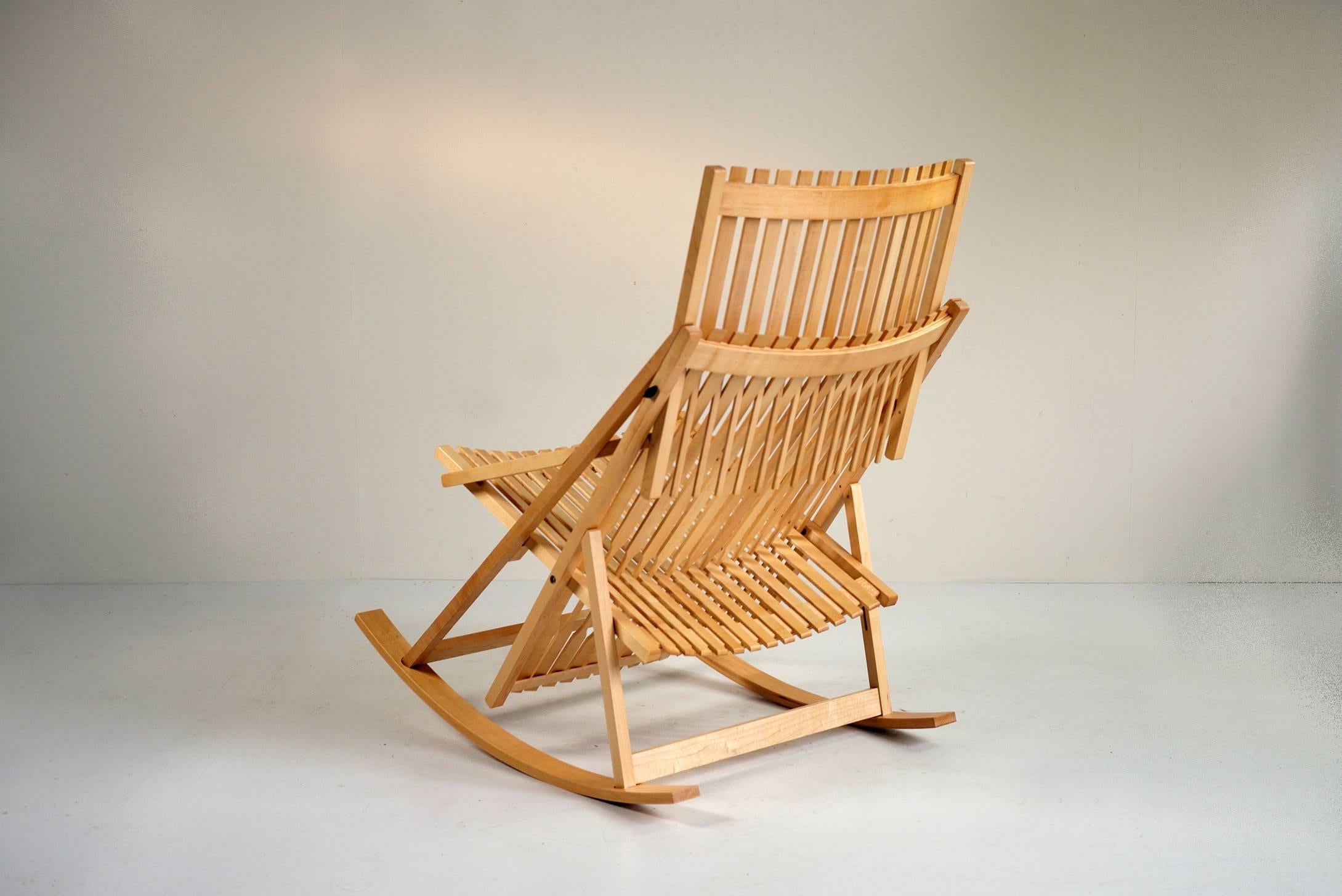 Jean-Claude Duboys, A1 Rocking Chair and Ottoman A4, France, 1980 In Good Condition For Sale In Catonvielle, FR