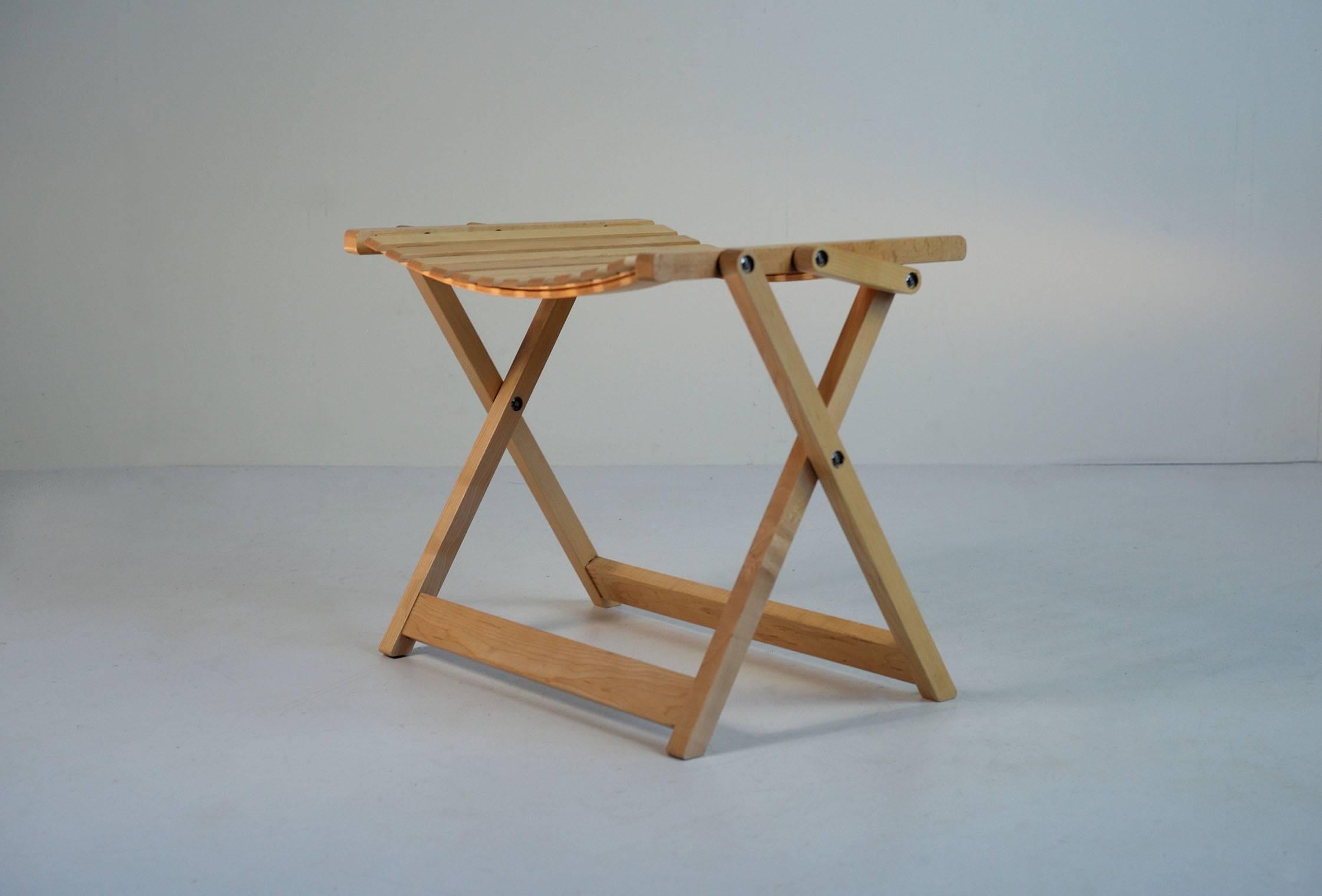Jean-Claude Duboys: Pair of A4 maple stools, France 1980 For Sale 1