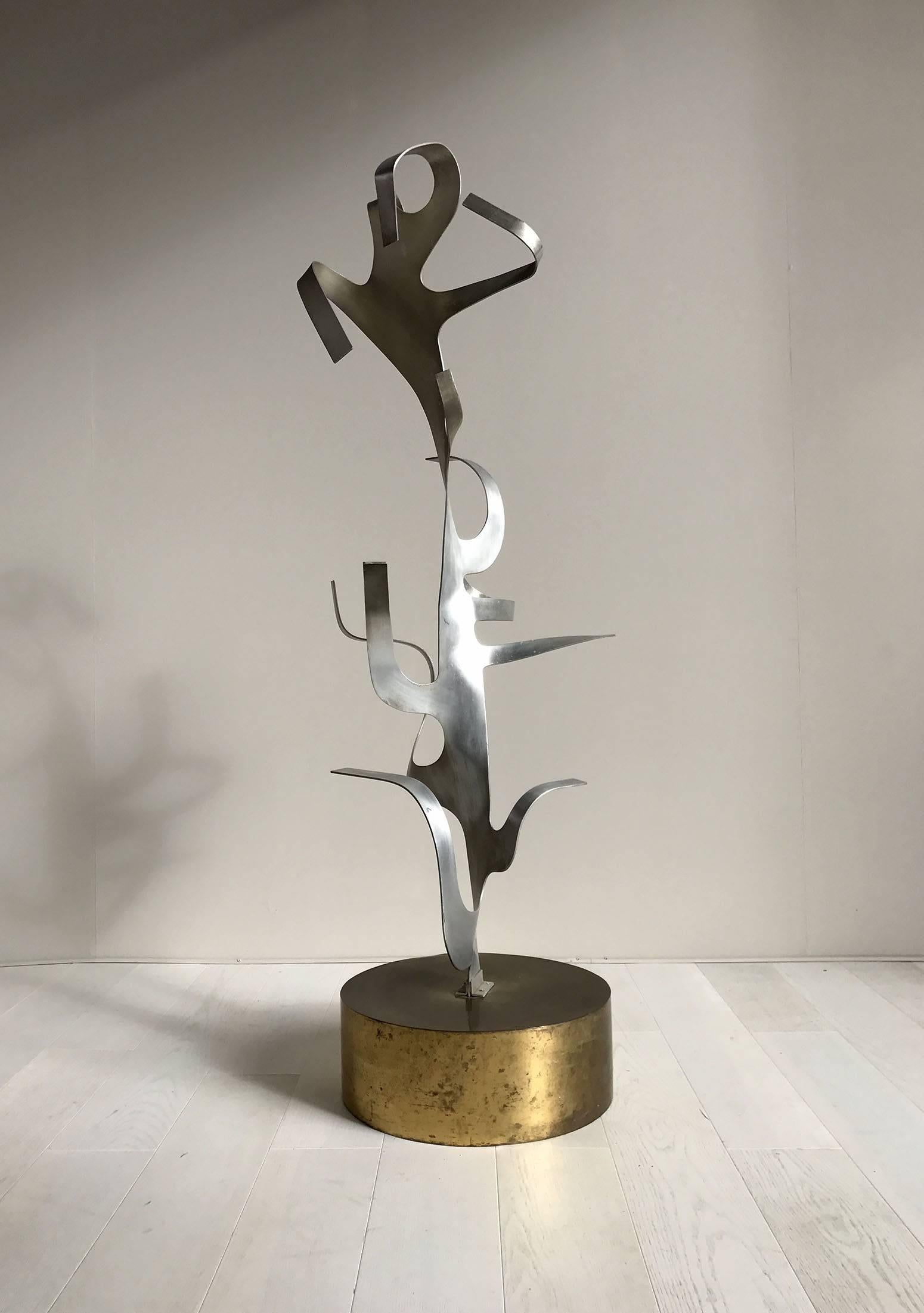 Modern Sculpture Tree in Aluminium and Brass, France, 1970