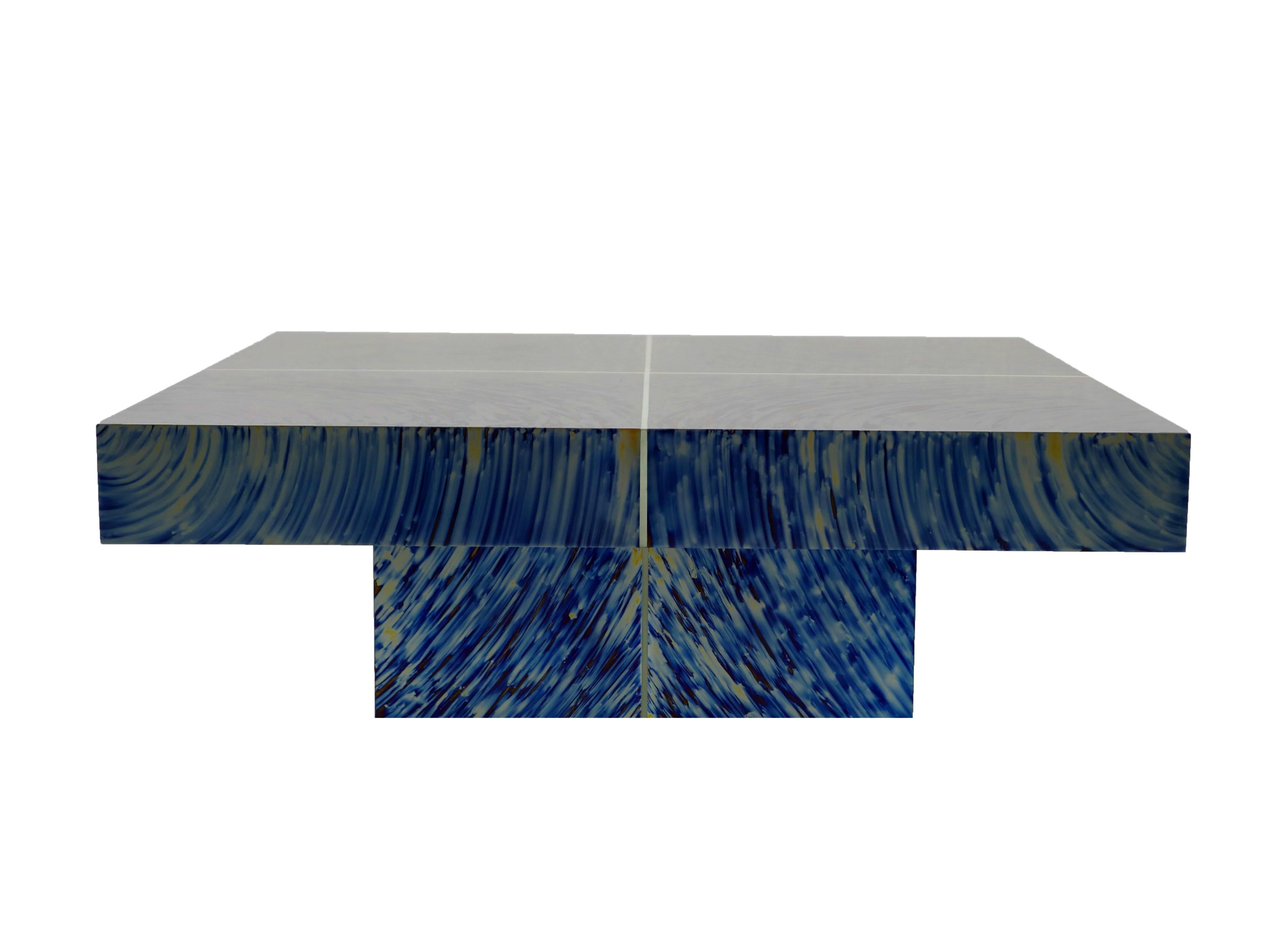 Anodized HYPNOSE coffee table in titanium by Xavier Mennessier For Sale