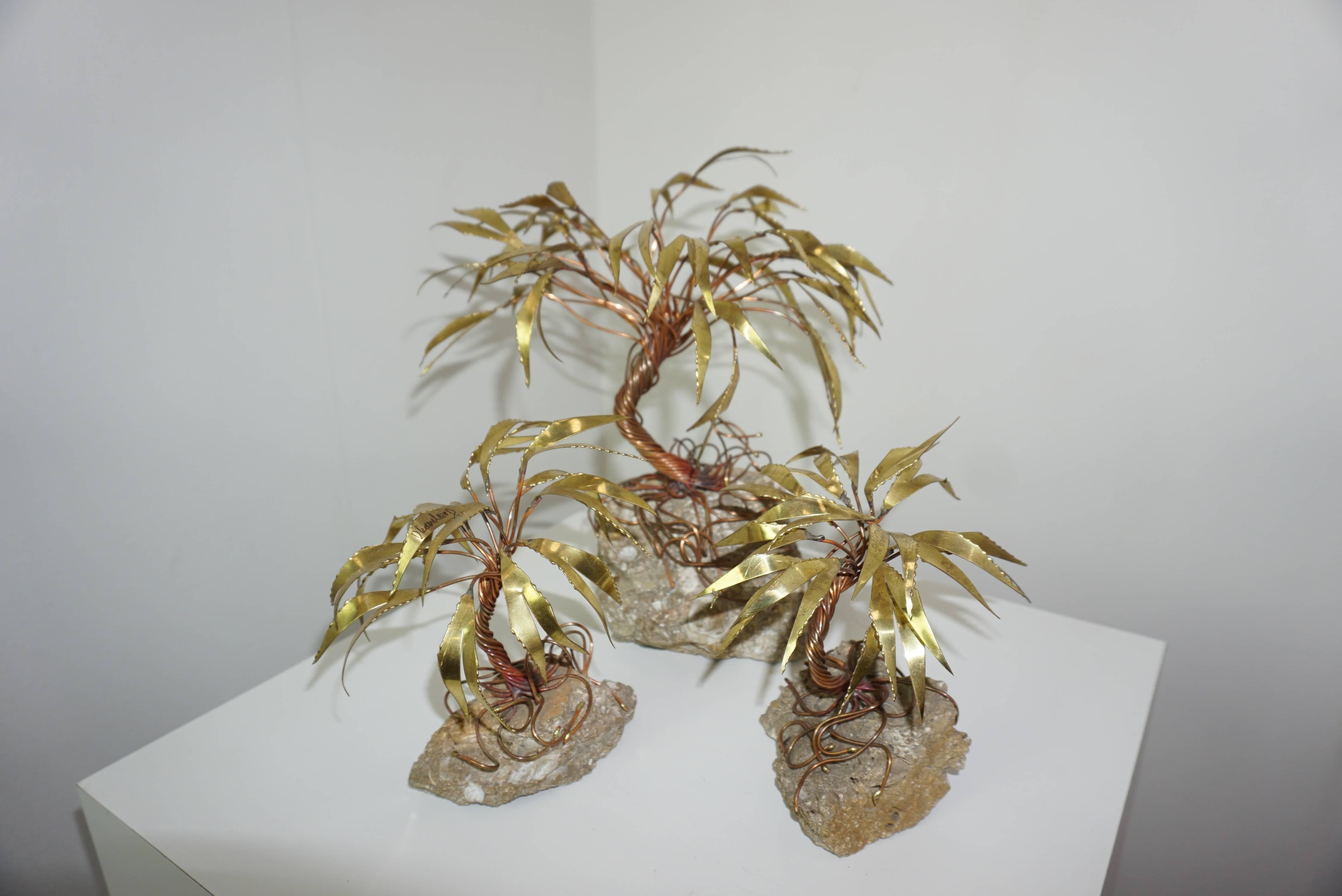 Belgian Palm Trees Forest / Vintage Sculptures by Daniel Dhaeseleer For Sale