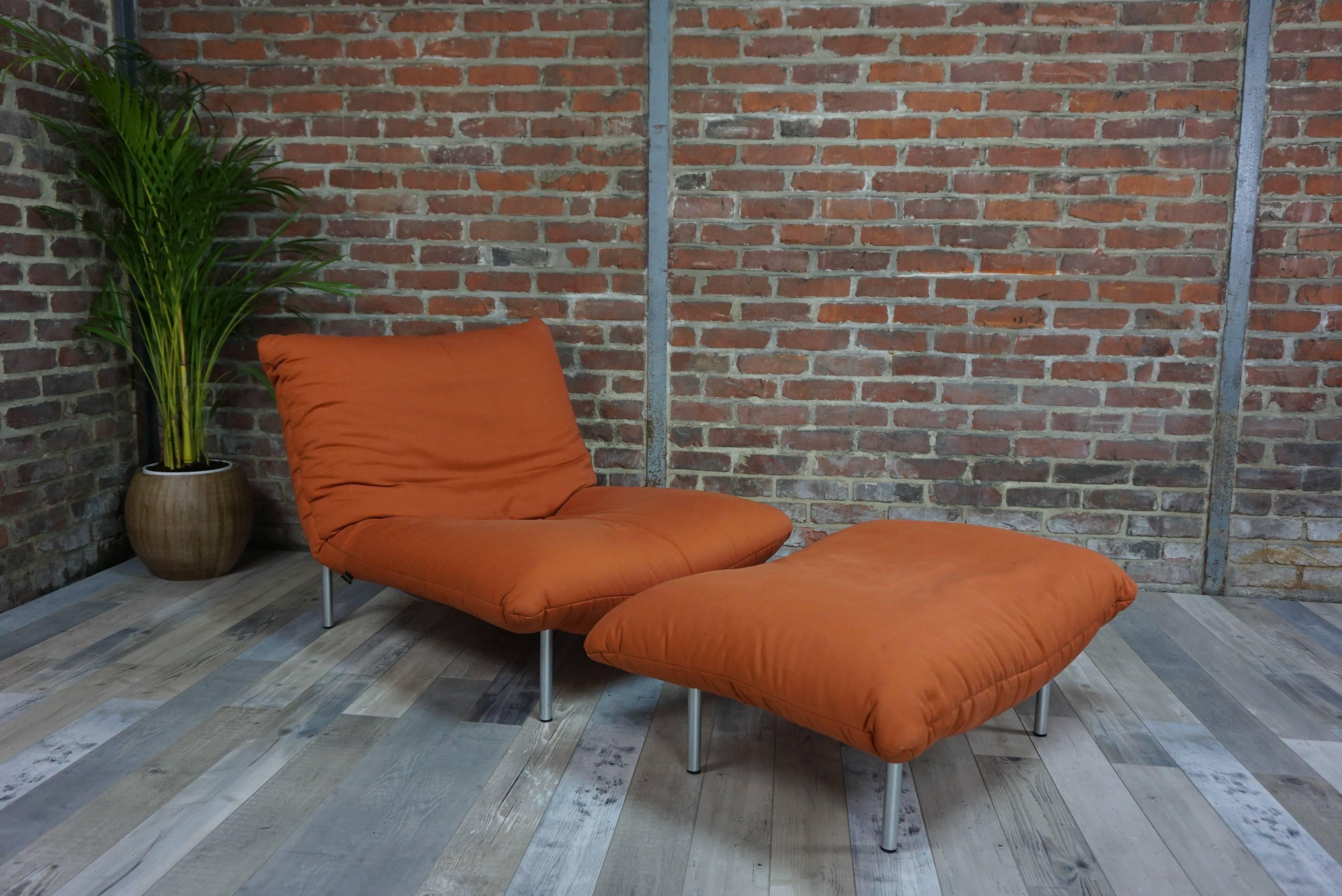 Vintage Lounge Chair and Ottoman by Pascal Mourgue for Cinna 1