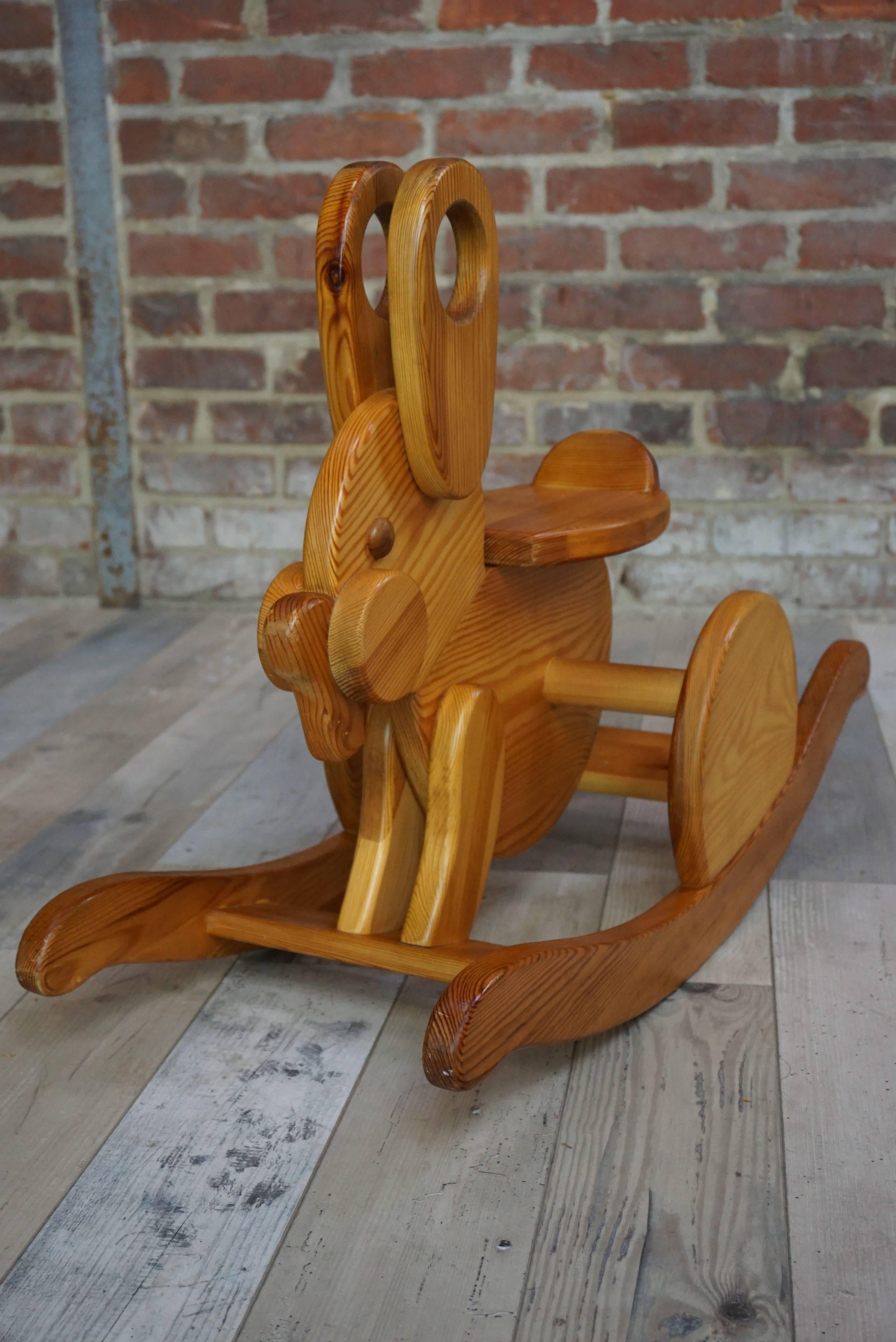 20th Century Solid Wood Rocking Horse 