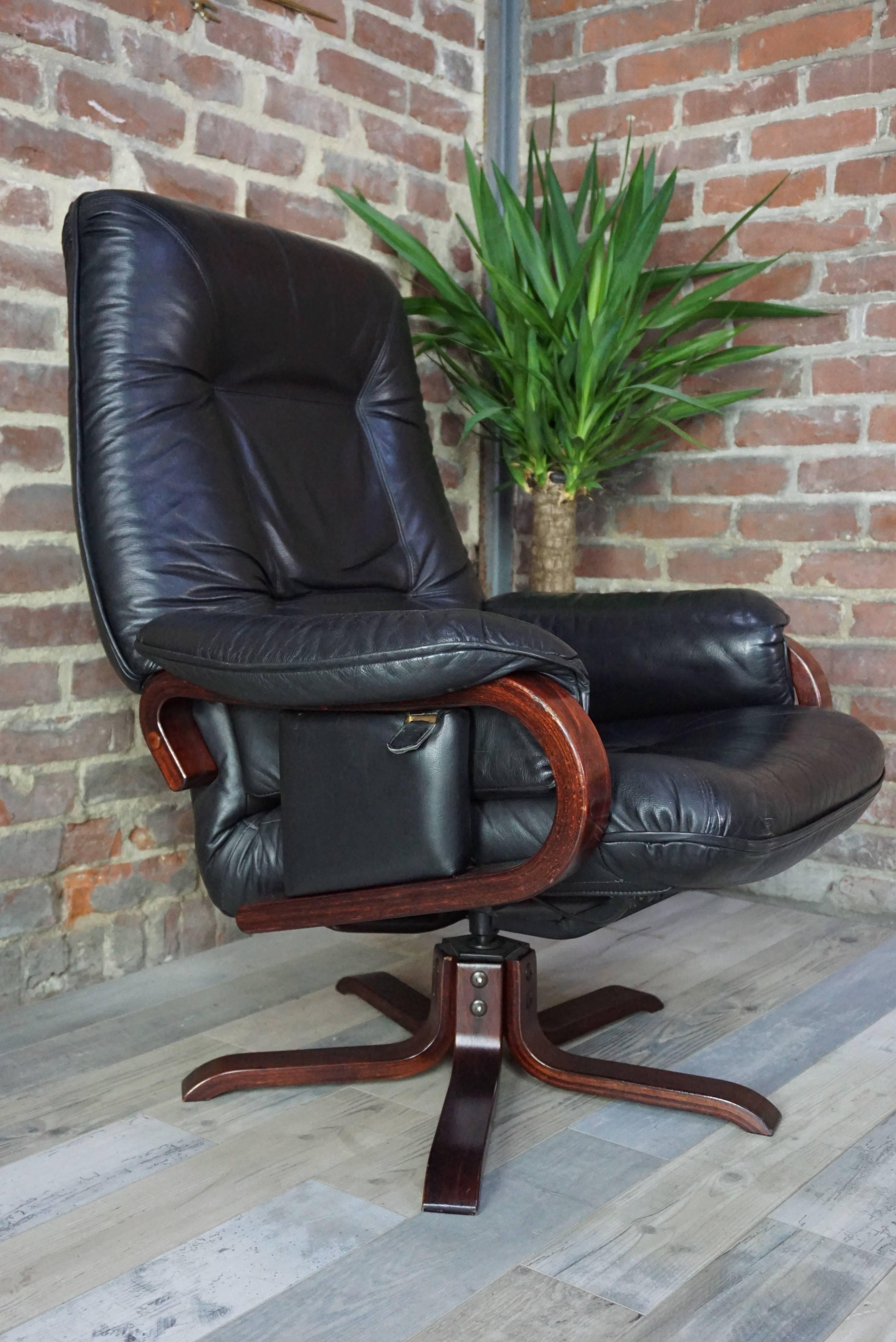 scandinavian leather recliner with ottoman