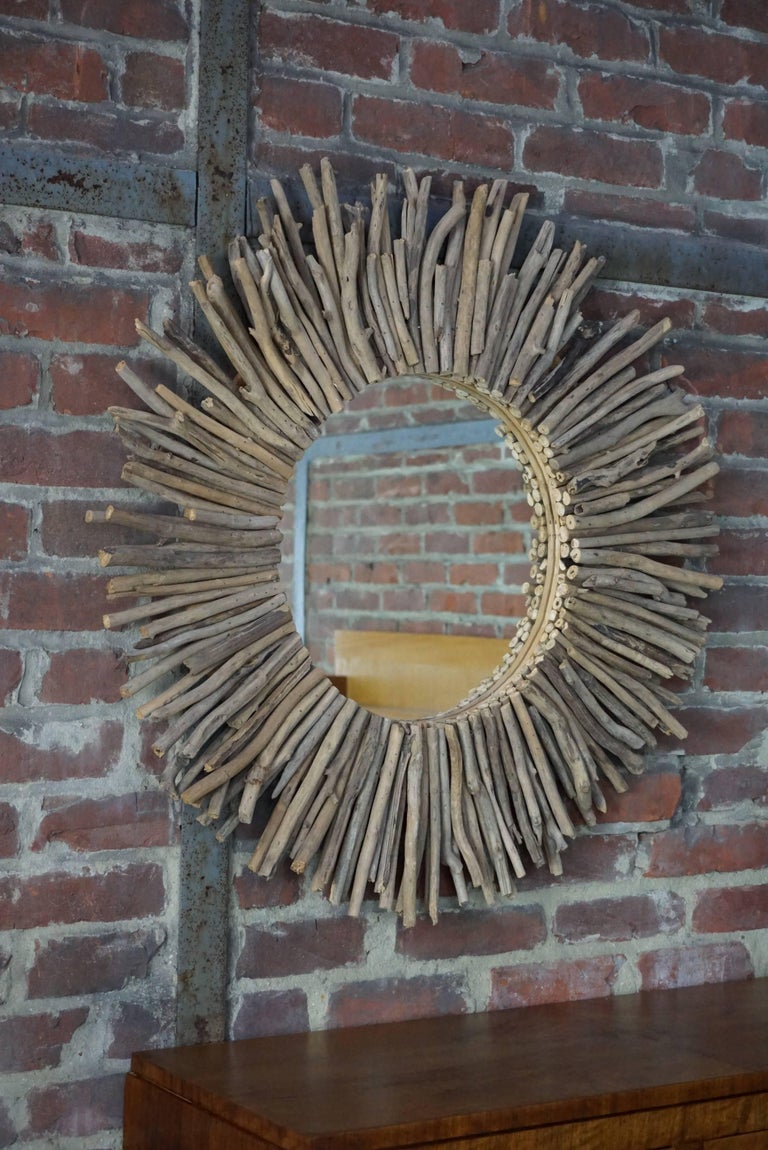 Driftwood Sunburst Mirror For Sale at 1stDibs