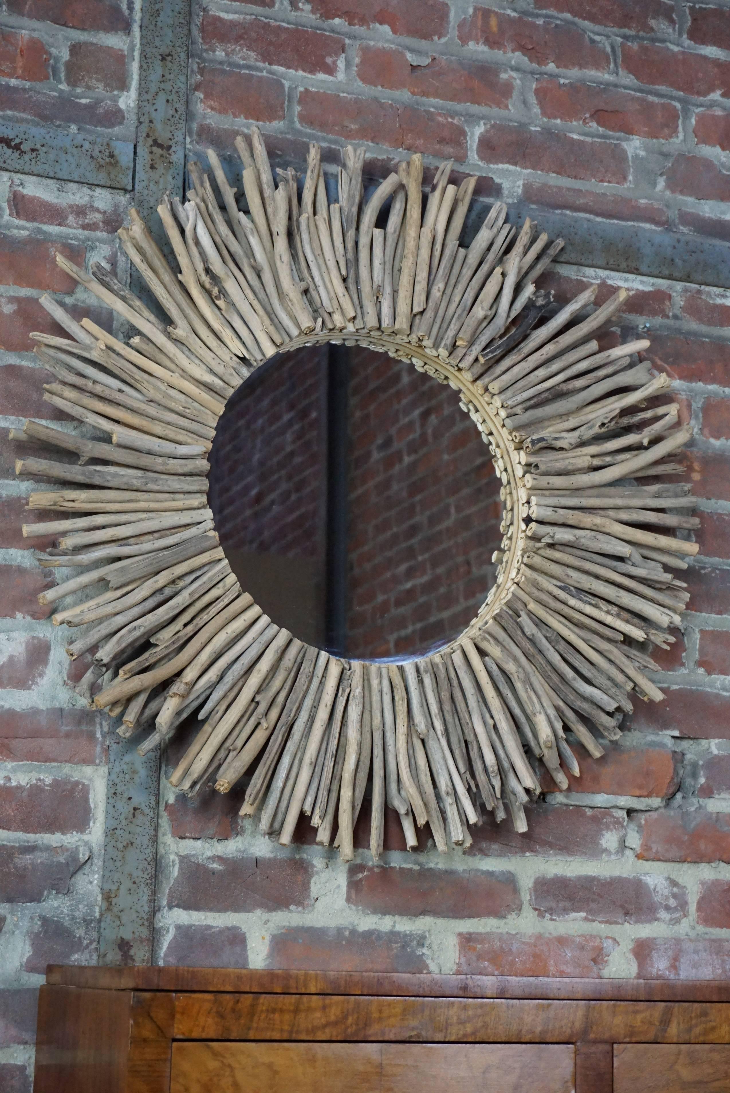 round driftwood mirror