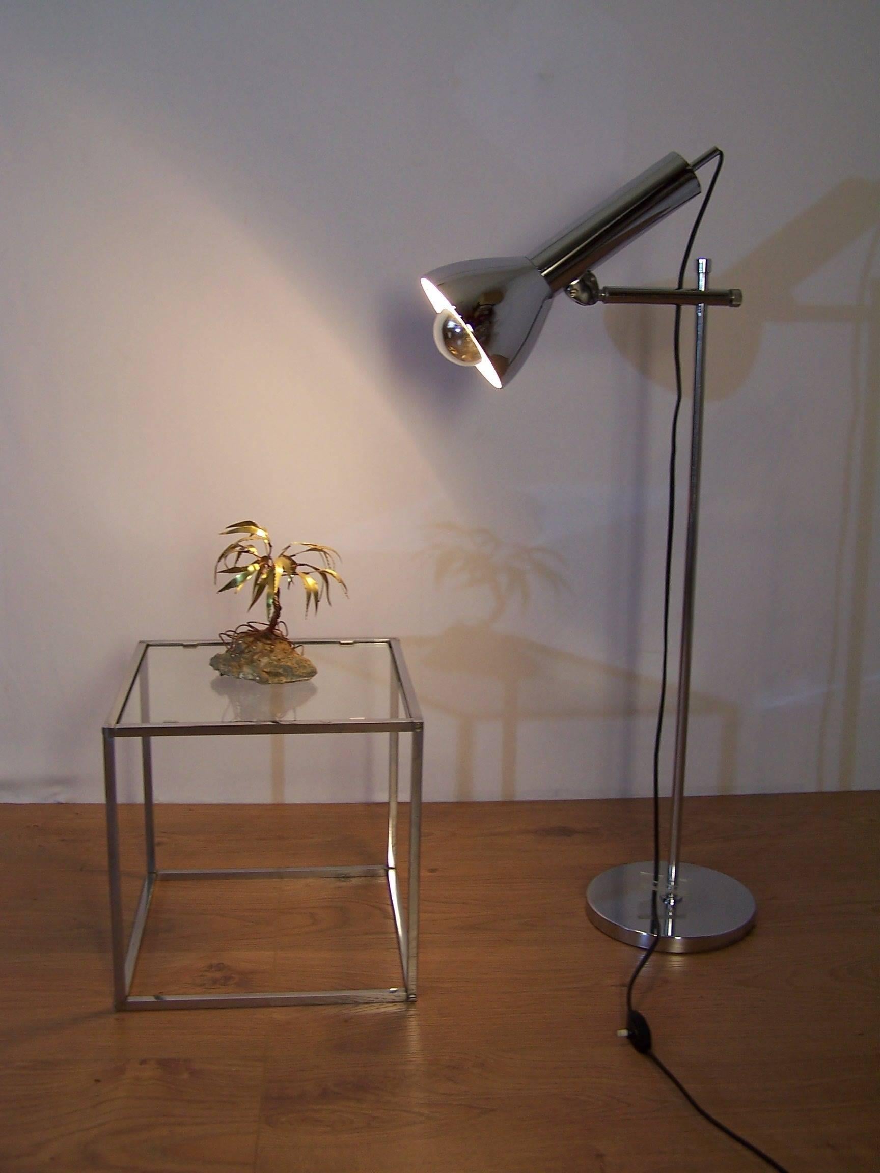 Metal Large Vintage Lamp All in Chrome For Sale