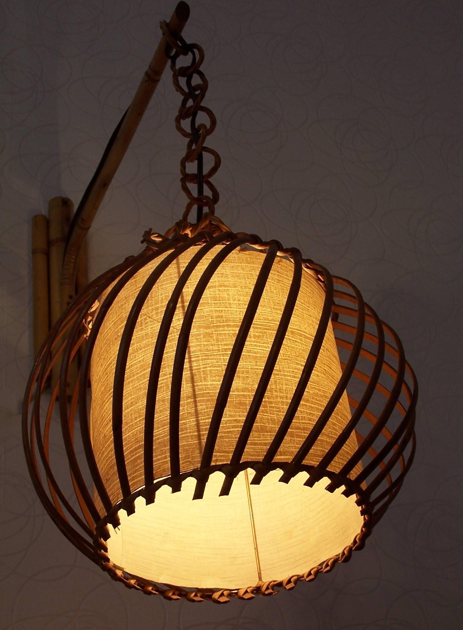 Mid-20th Century Midcentury Rattan Wall Lamp