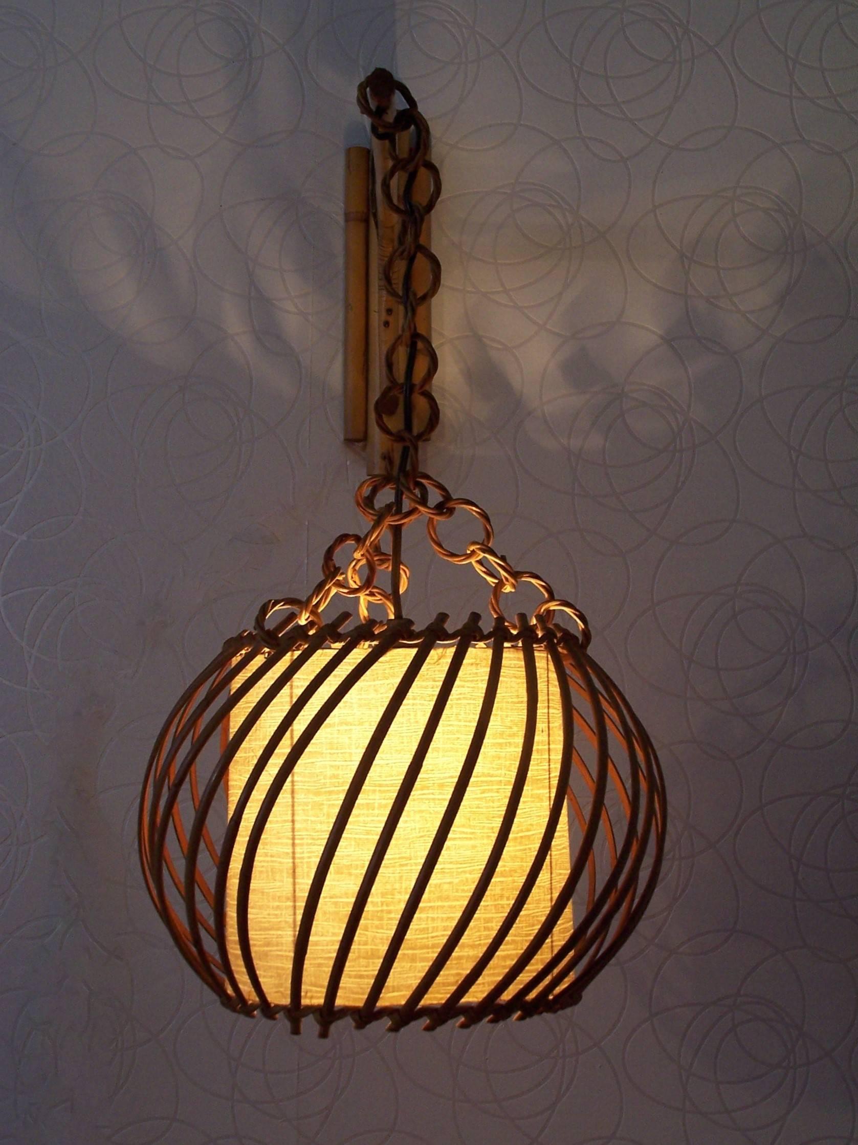 Midcentury Rattan Wall Lamp 2