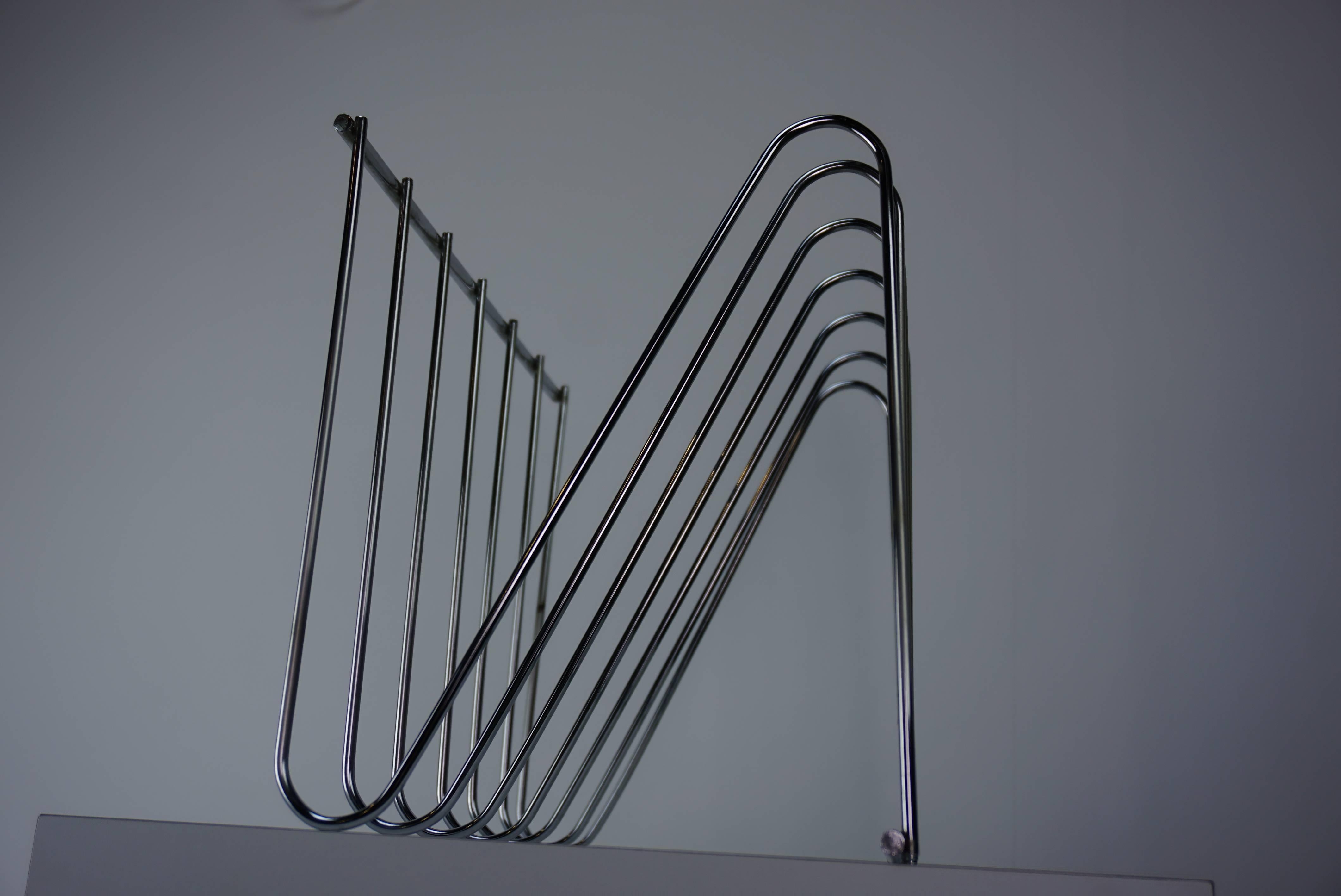 French Design Chromed Magazine Rack by François Arnal 1