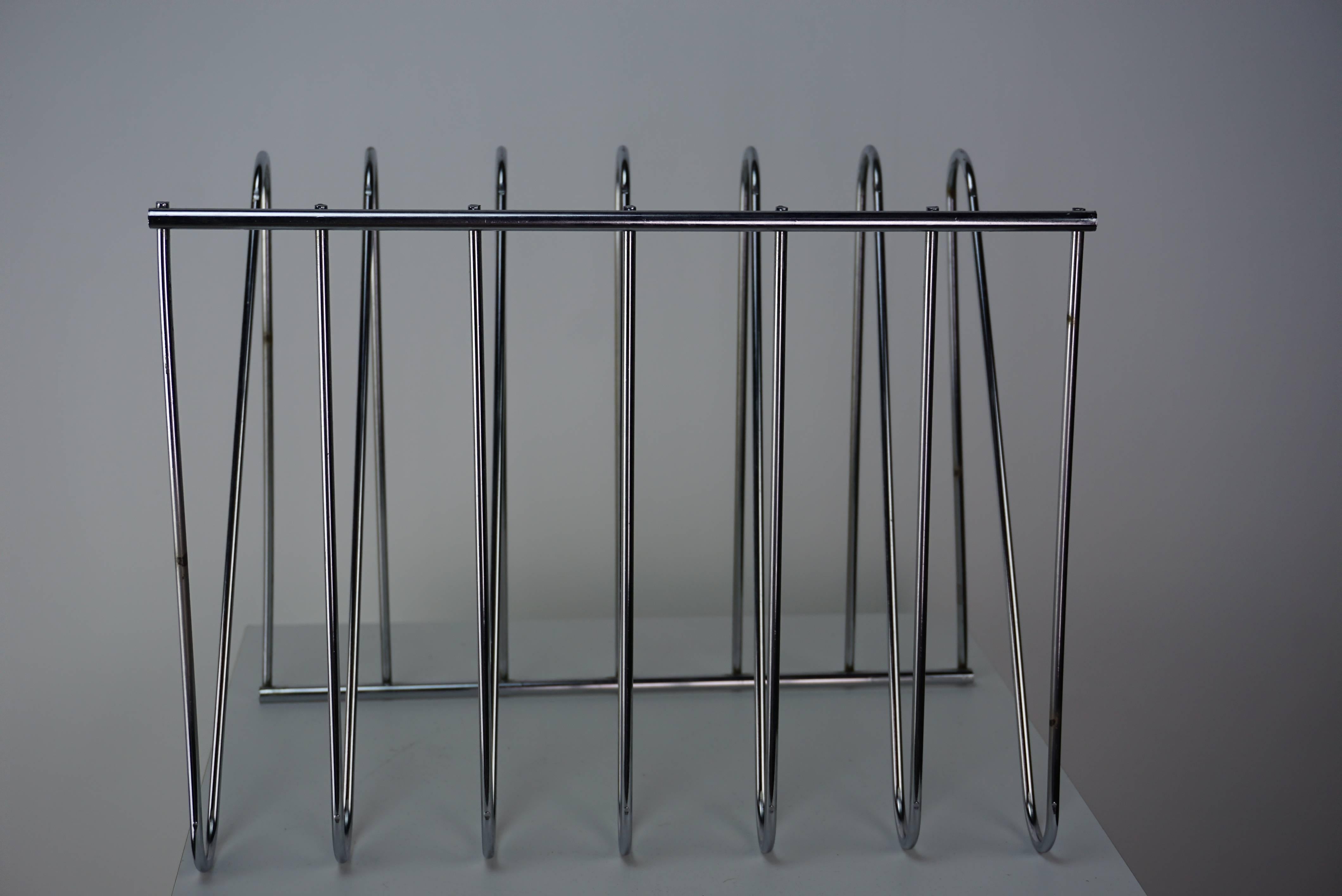 20th Century French Design Chromed Magazine Rack by François Arnal