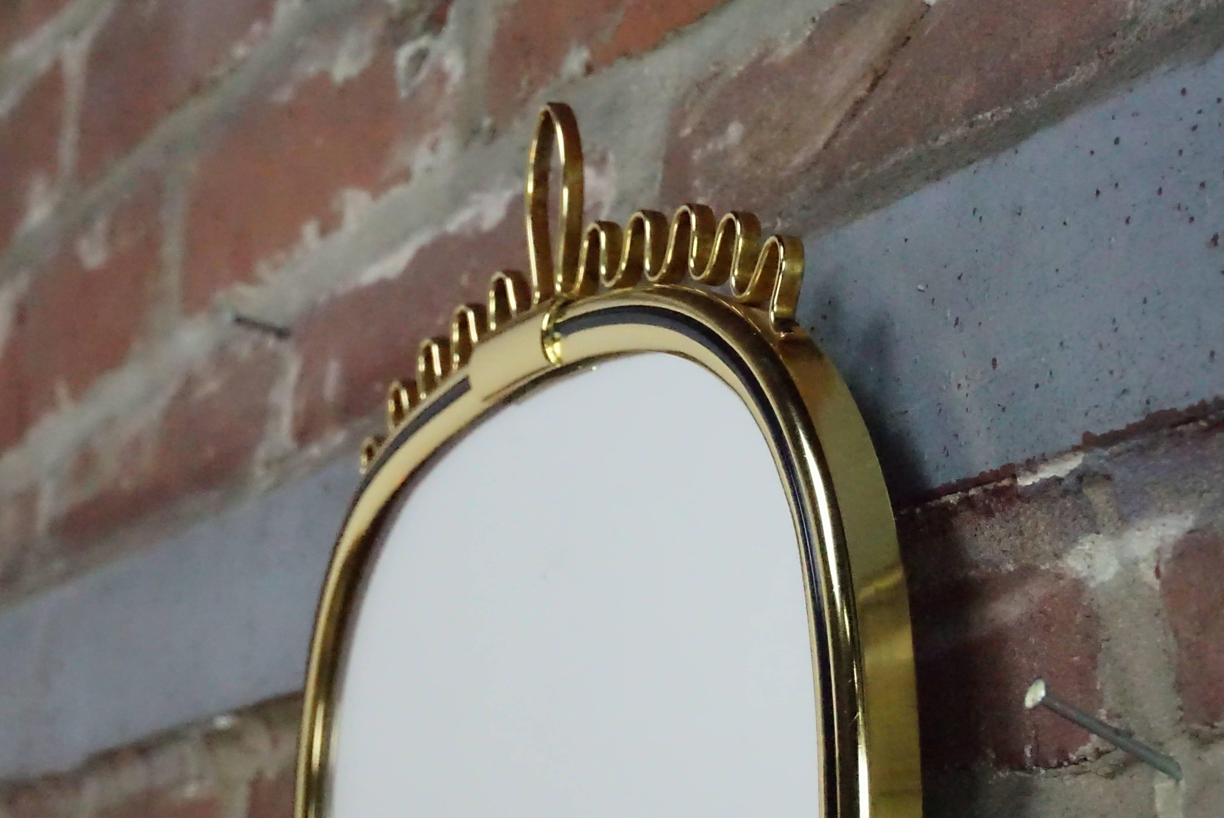 Romantic Italian Design Of The 50's Brass Mirror 