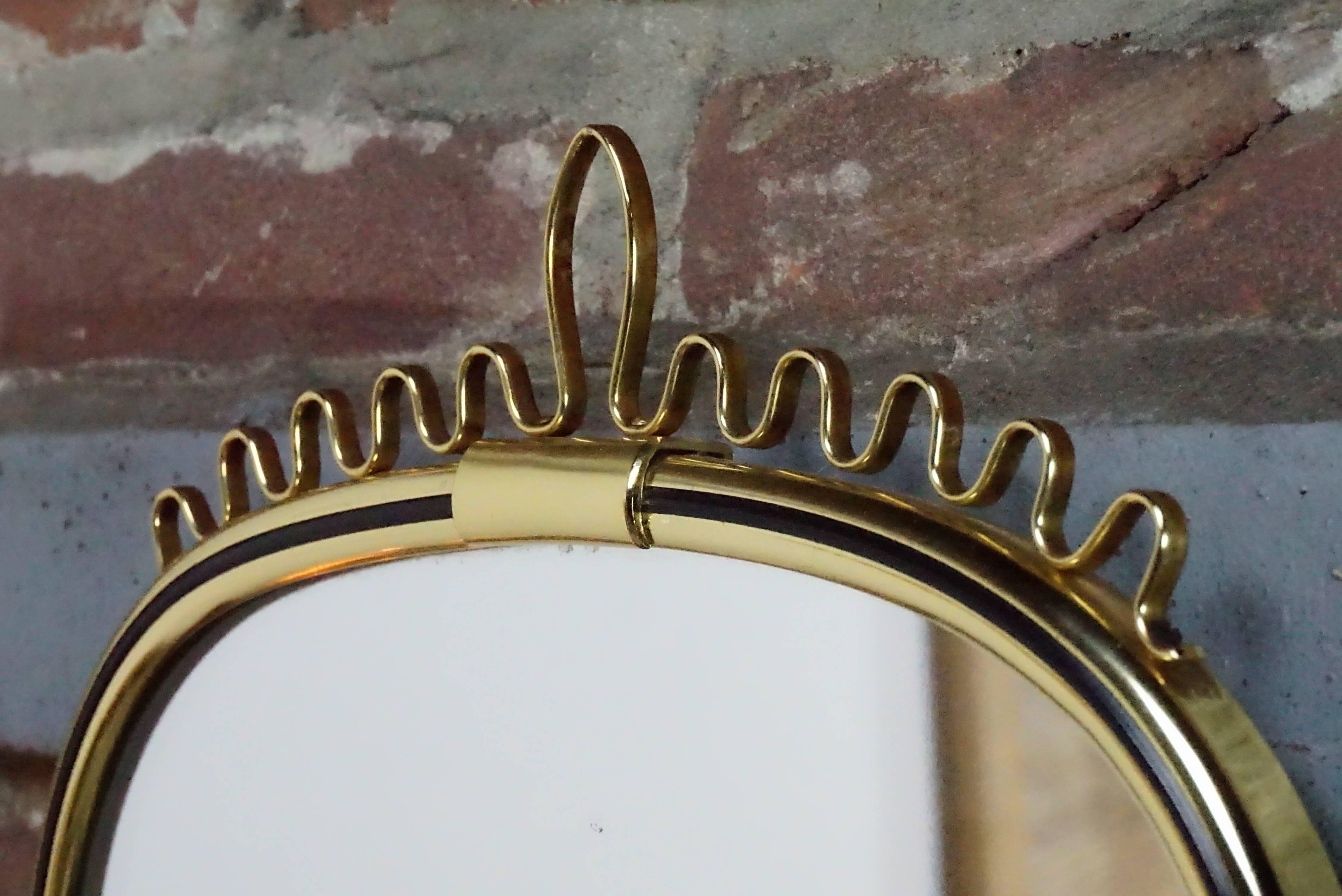 European Italian Design Of The 50's Brass Mirror 
