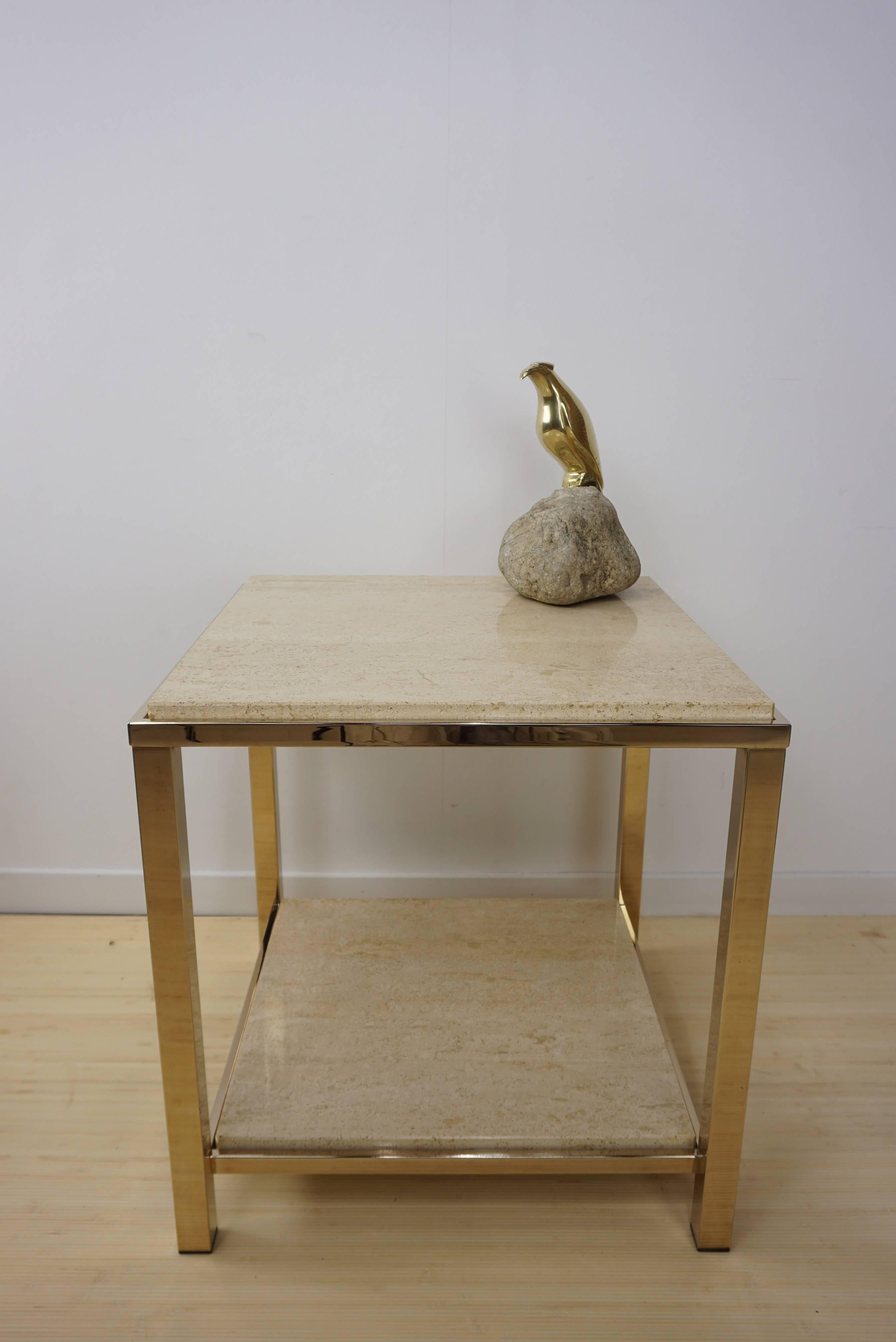 gold side table with shelf