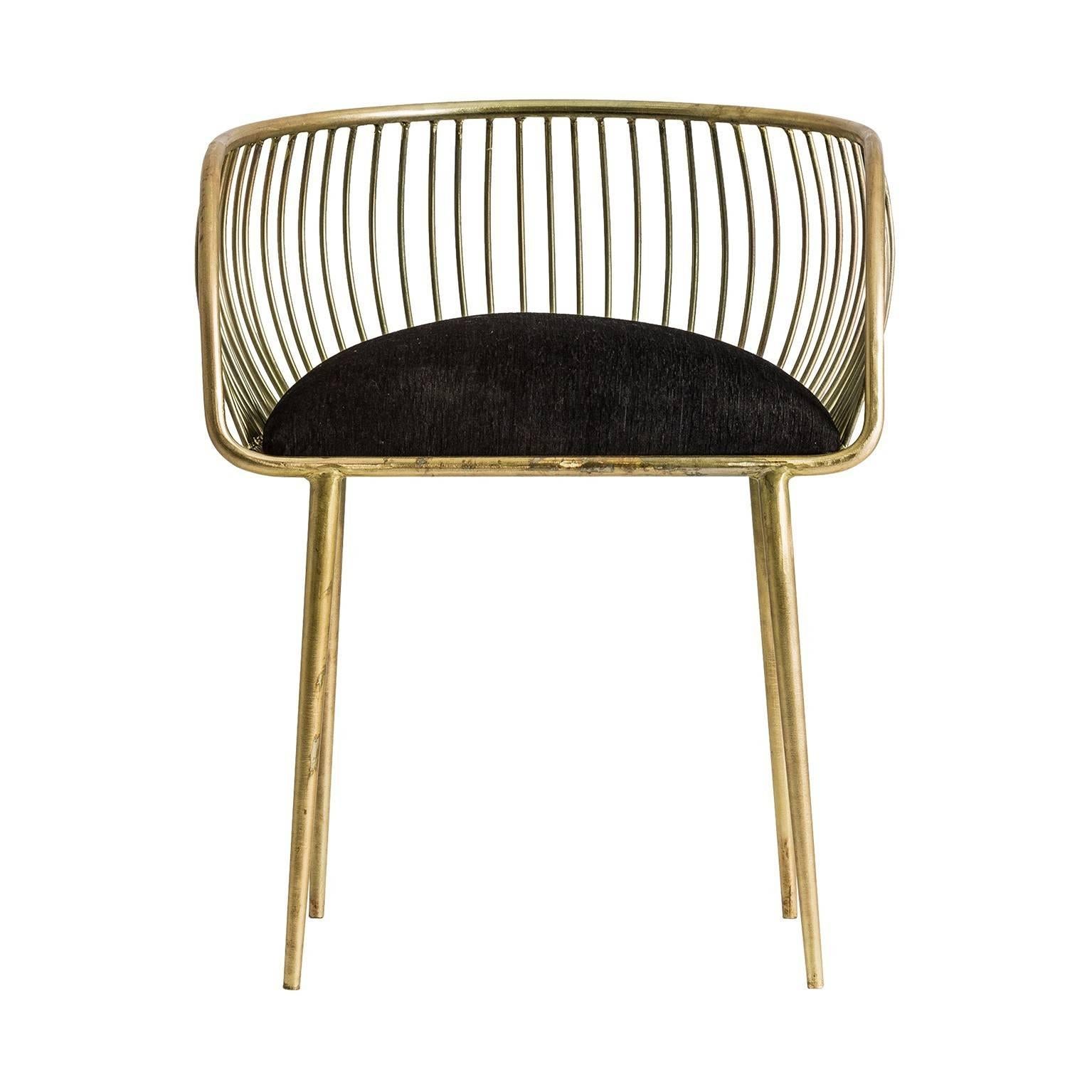 Gold Patina effect and black fabric armchair, outstanding shape, comfortable, and so trendy!