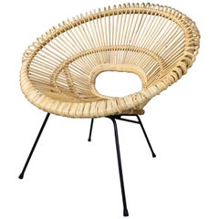 Design Rattan Black Metal Sun Lounge Armchair