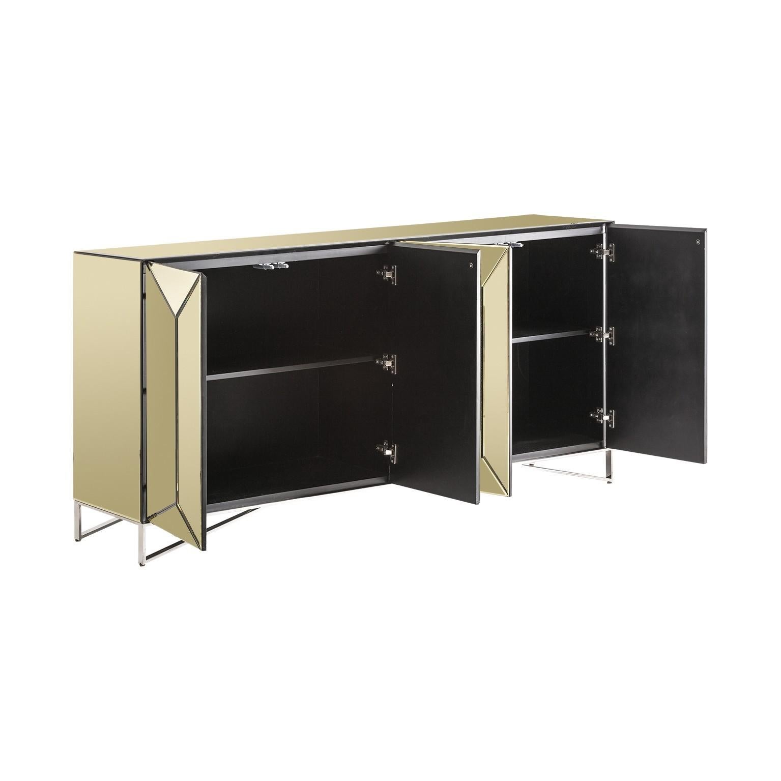 Gold Mirrored and Chrome Sideboard (Europäisch)