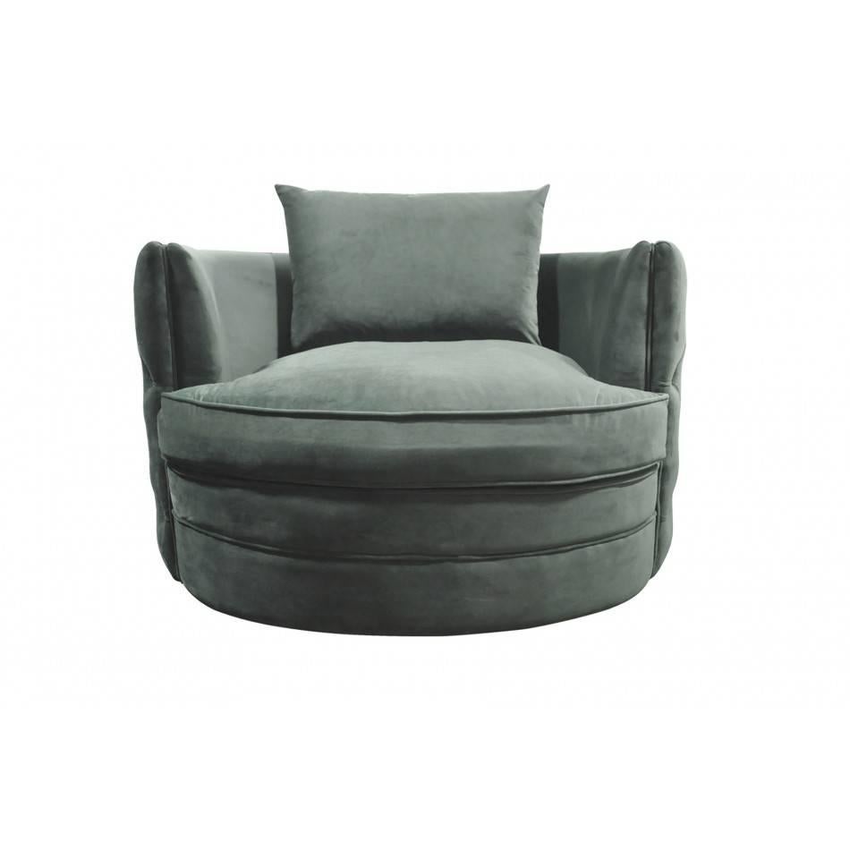 Emerald green velvet large armchair, elegant and funny; it's swivel! In excellent state (new items / never used).
