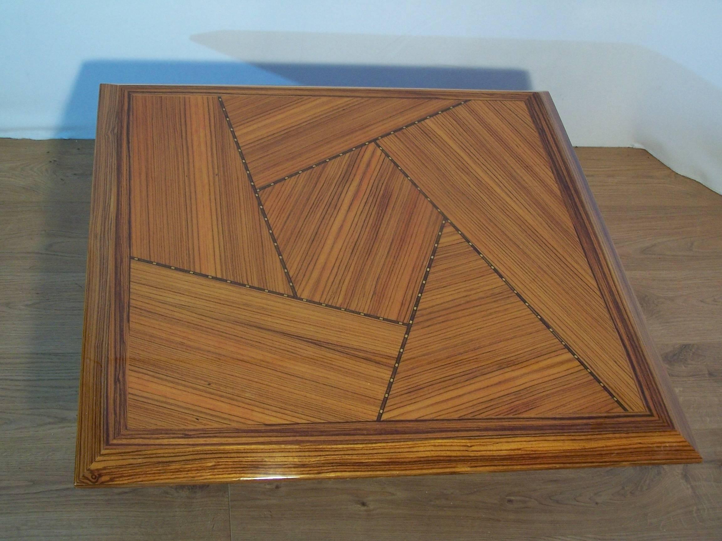 Mid-Century Modern Wooden Marquetry Italian Design Coffee Table  For Sale