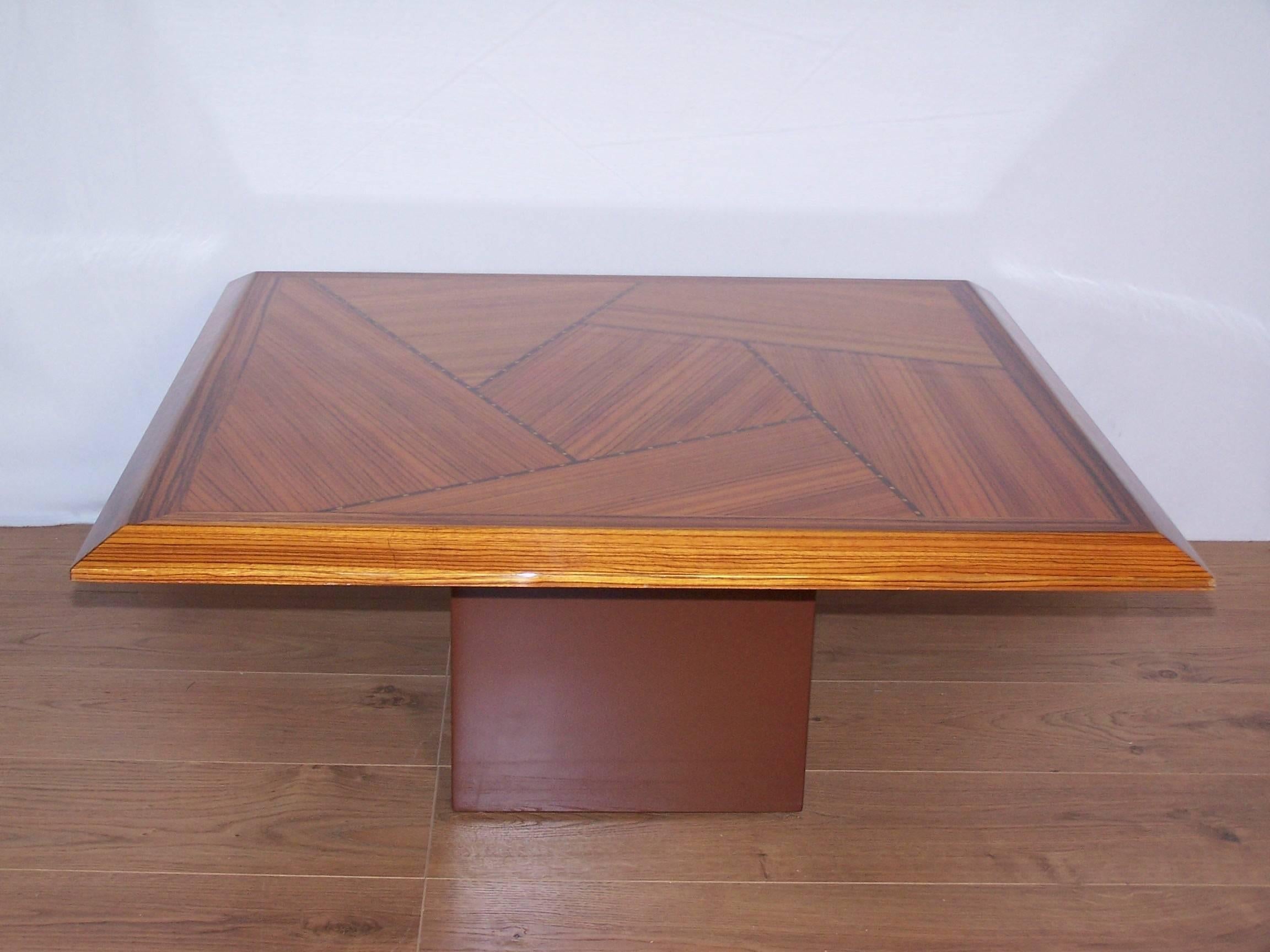 European Wooden Marquetry Italian Design Coffee Table  For Sale