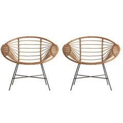 Pair of Rattan Lounge Armchairs