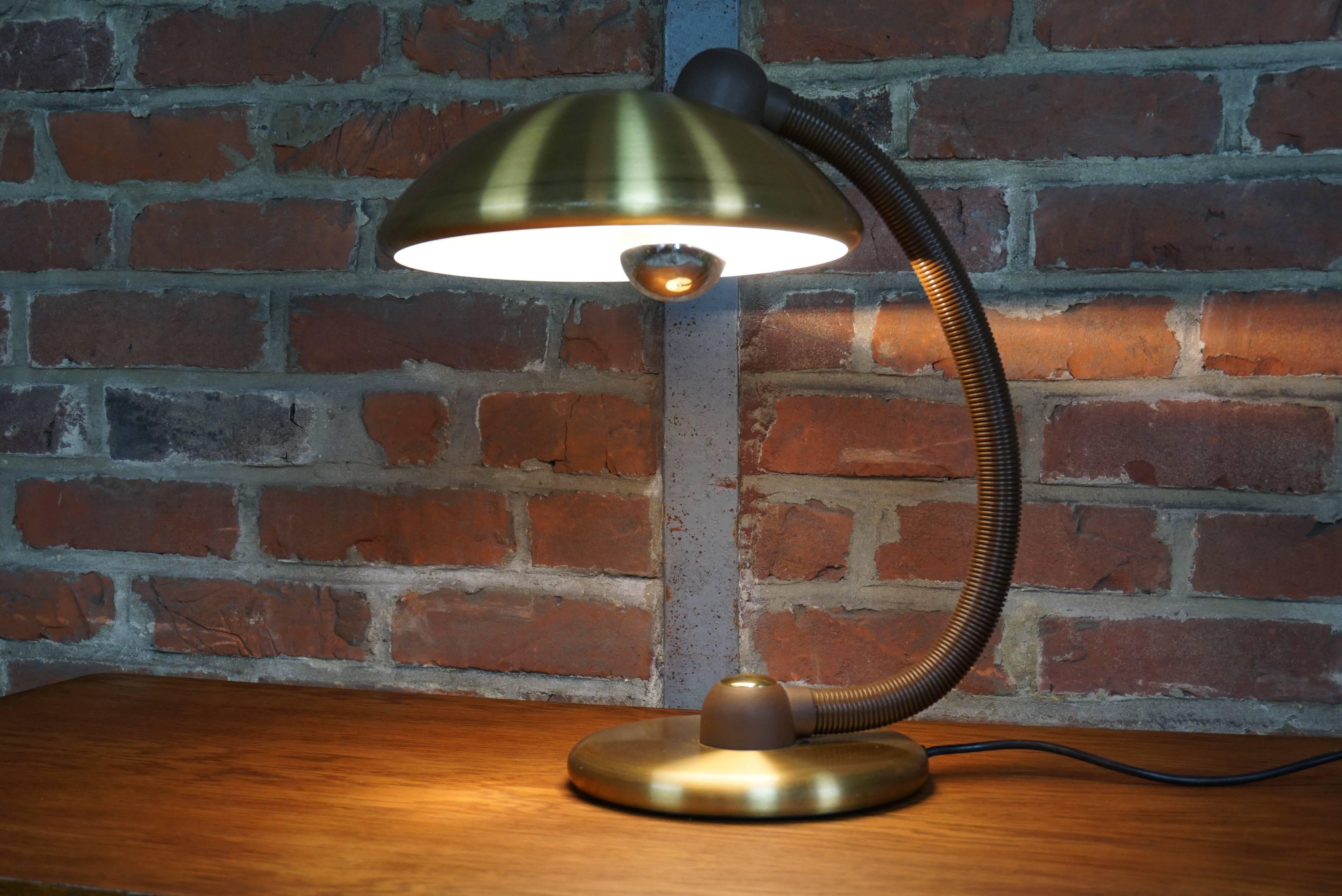 German Magnificent Gilded Brass Lamp Design 1970