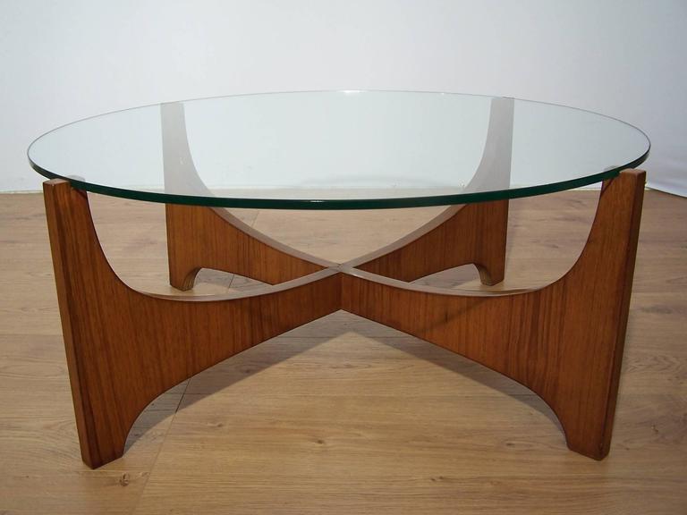 Scandinavian Glass and Teak Coffee Table at 1stDibs