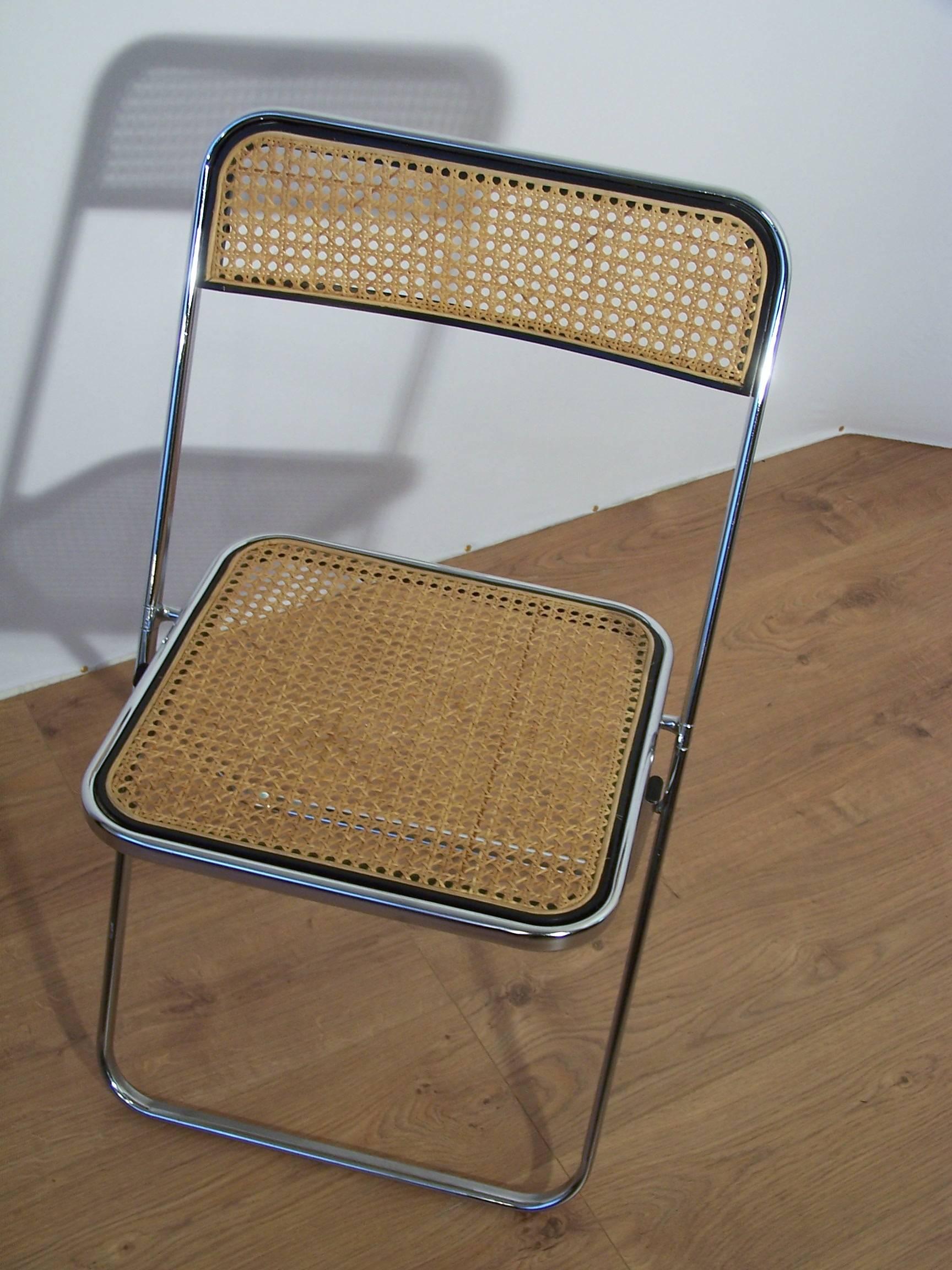 European Castelli Style Chrome Folding Chair and Cane