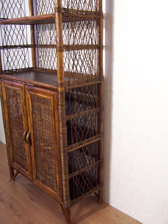 Rattan and Wicker Bookcase at 1stDibs