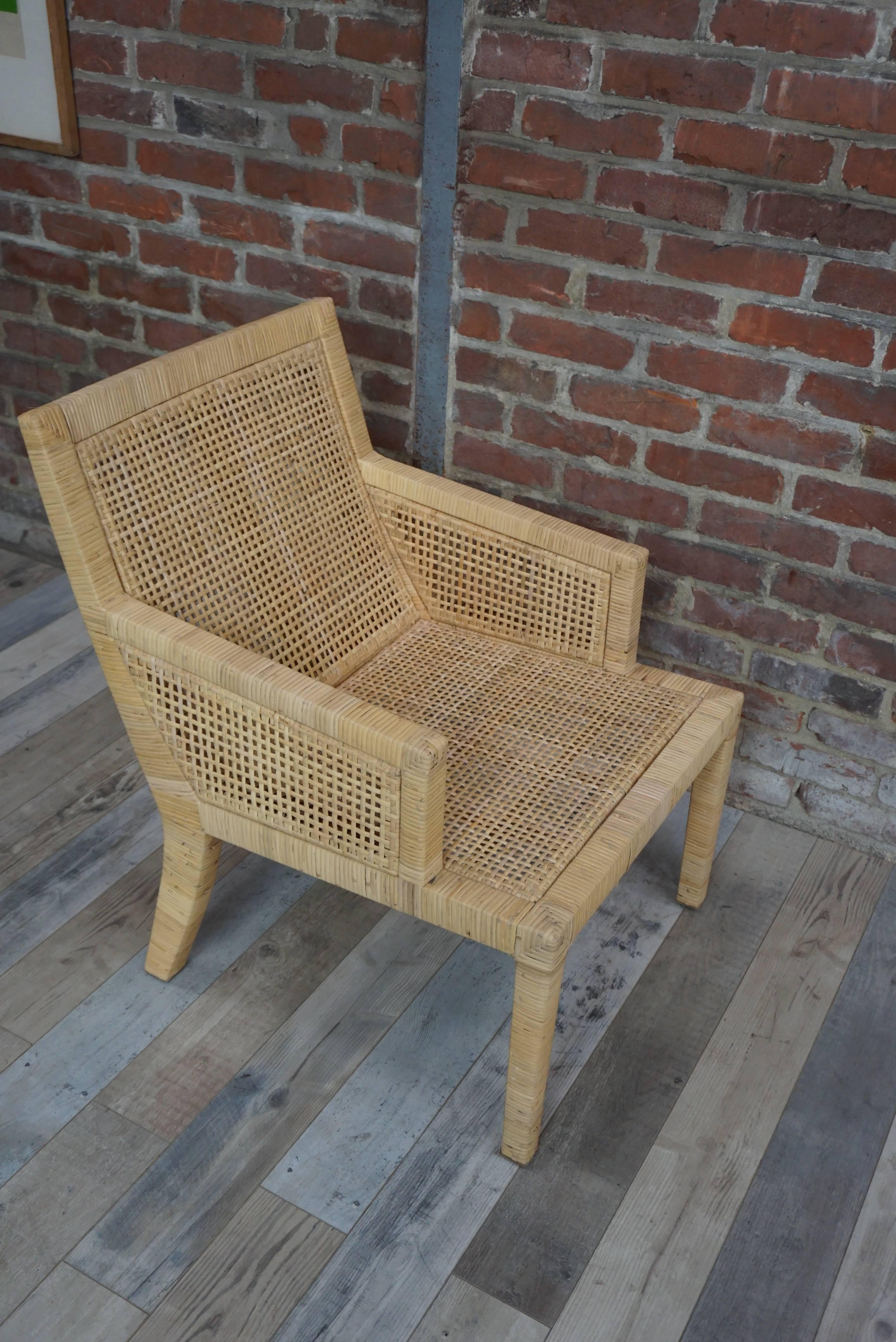 Mid-20th Century Bergère Rattan Model 1930 by J.M. Frank and A. Chanaux for Ecart International