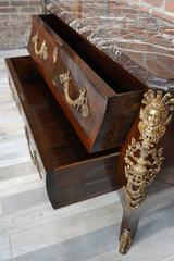 Antique Chest Of Drawers Regency Amboine and Mahogany With Red Marble Tray