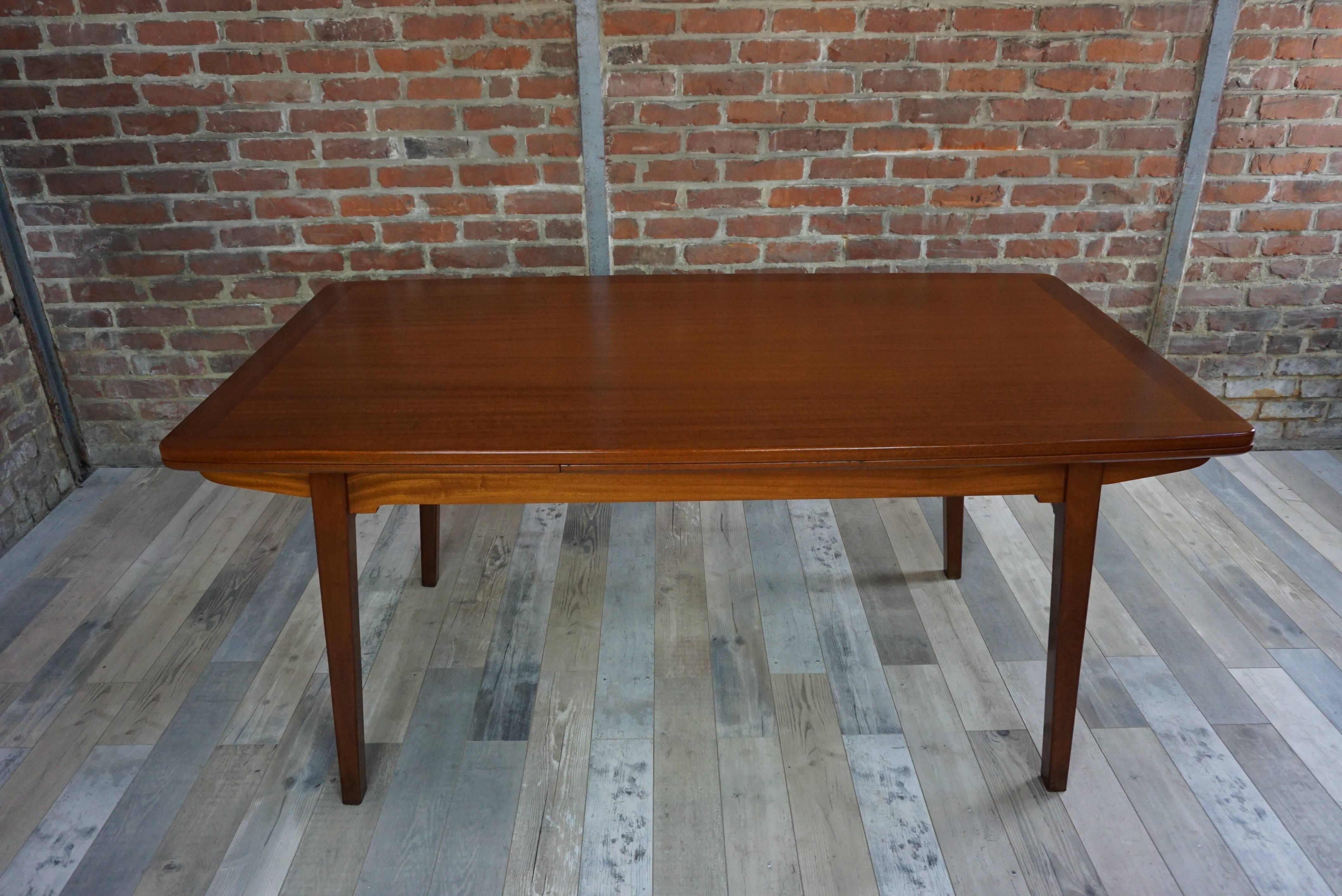 Mid-20th Century Dining Teck Table of the 1950s Design by Jos De Mey for Van Der Berghe Furniture