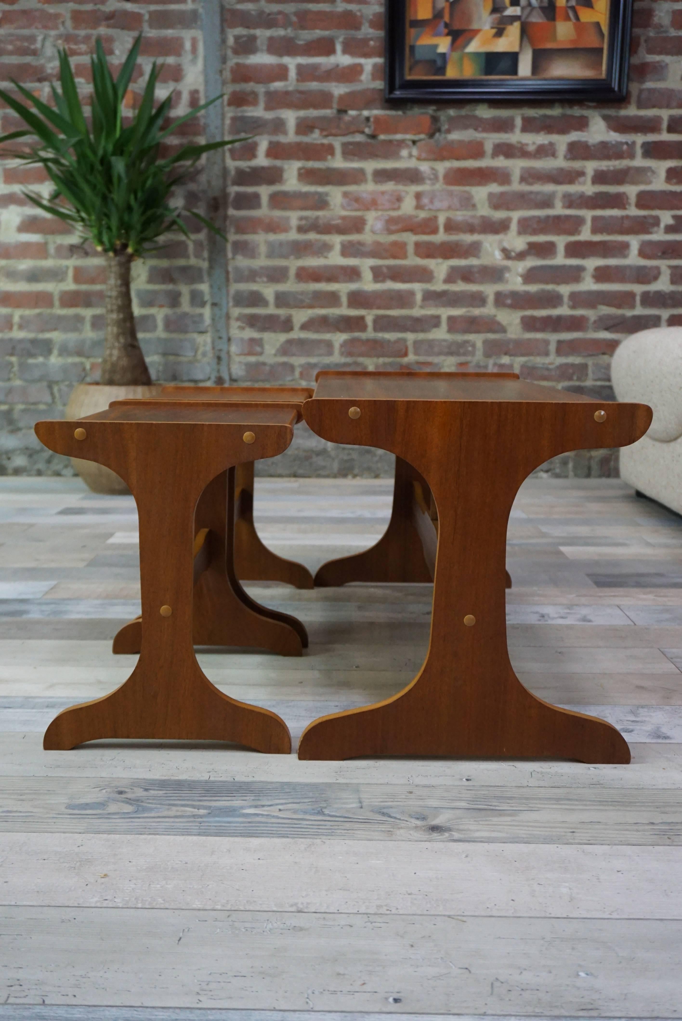 Mid-Century Modern Set of Nesting Teak Tables Design of the 1950-1960