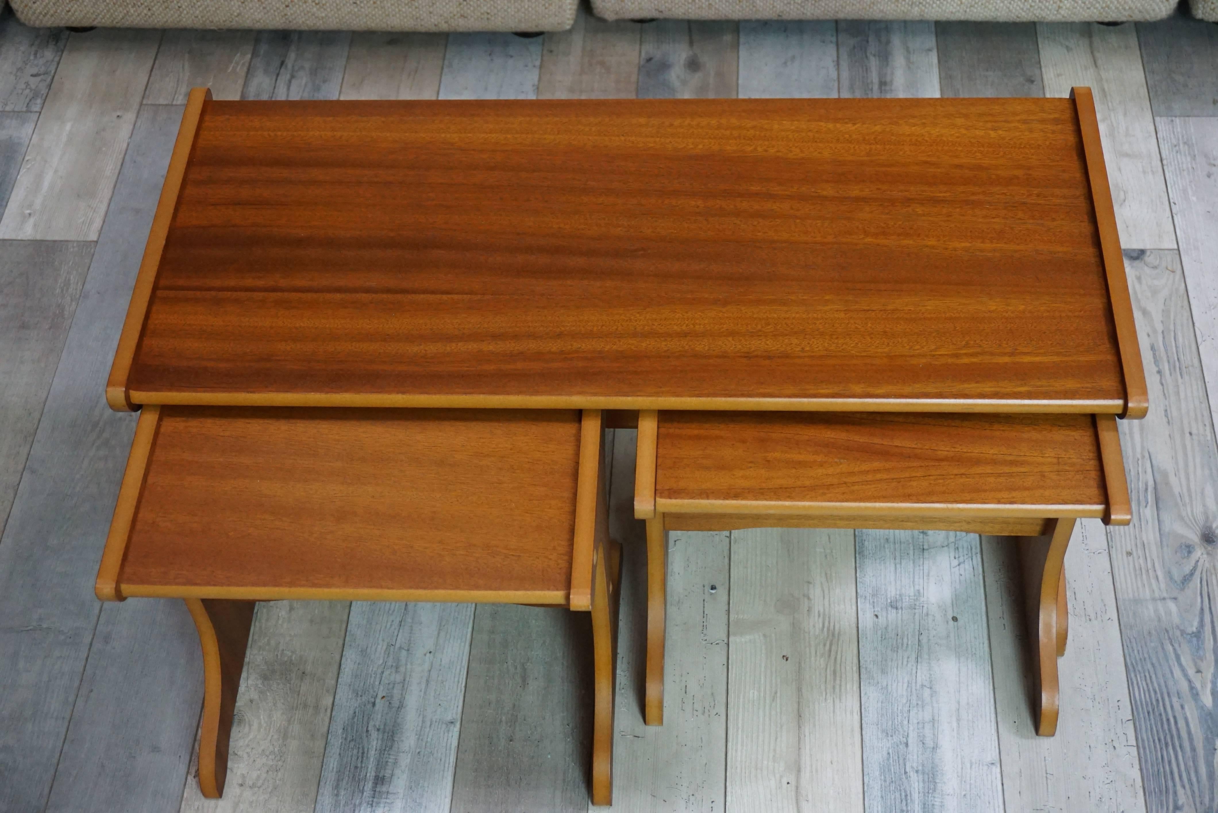 Wood Set of Nesting Teak Tables Design of the 1950-1960