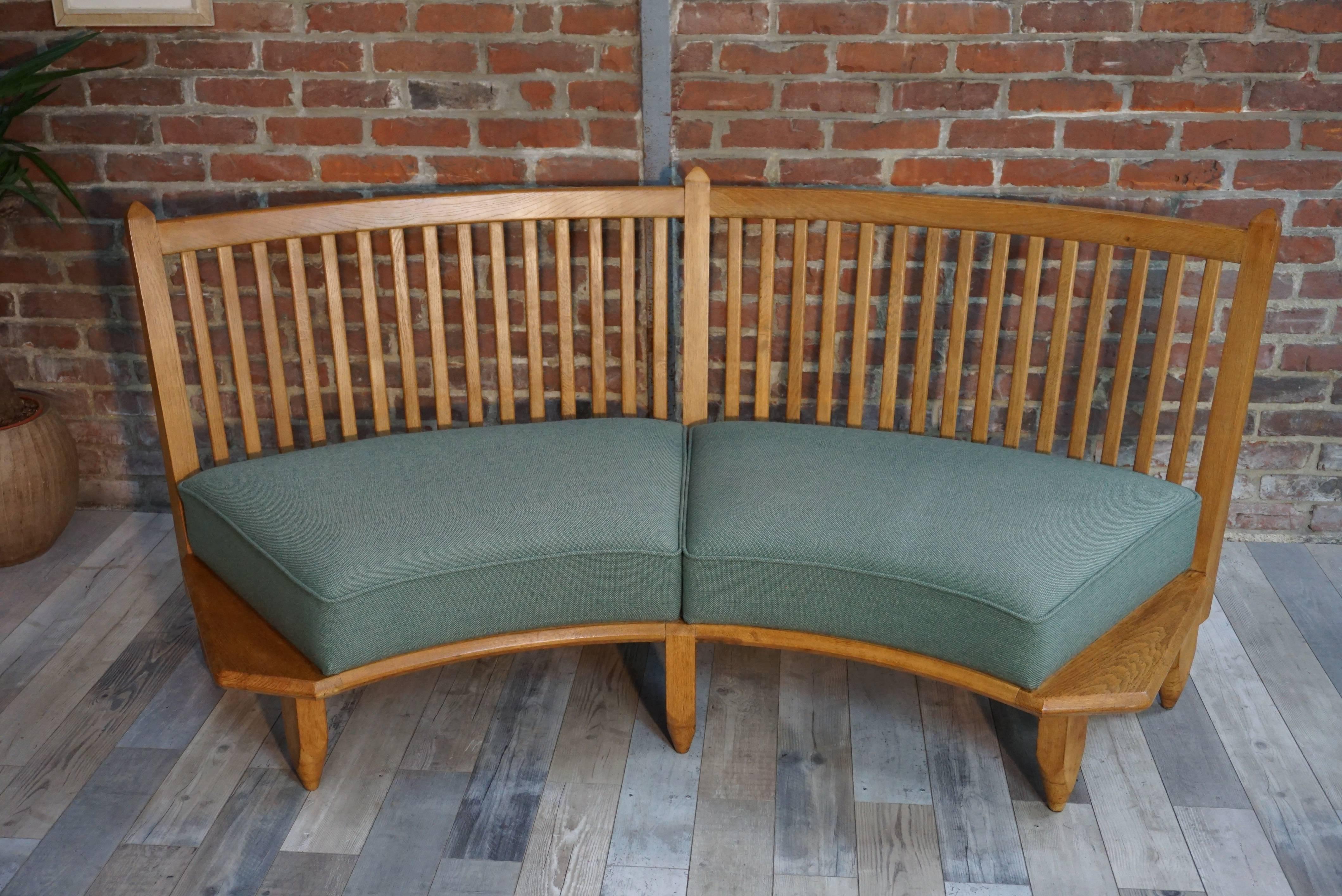 Rounded Basket Sofa French Design of the 1950s by Guillerme and Chambron 1