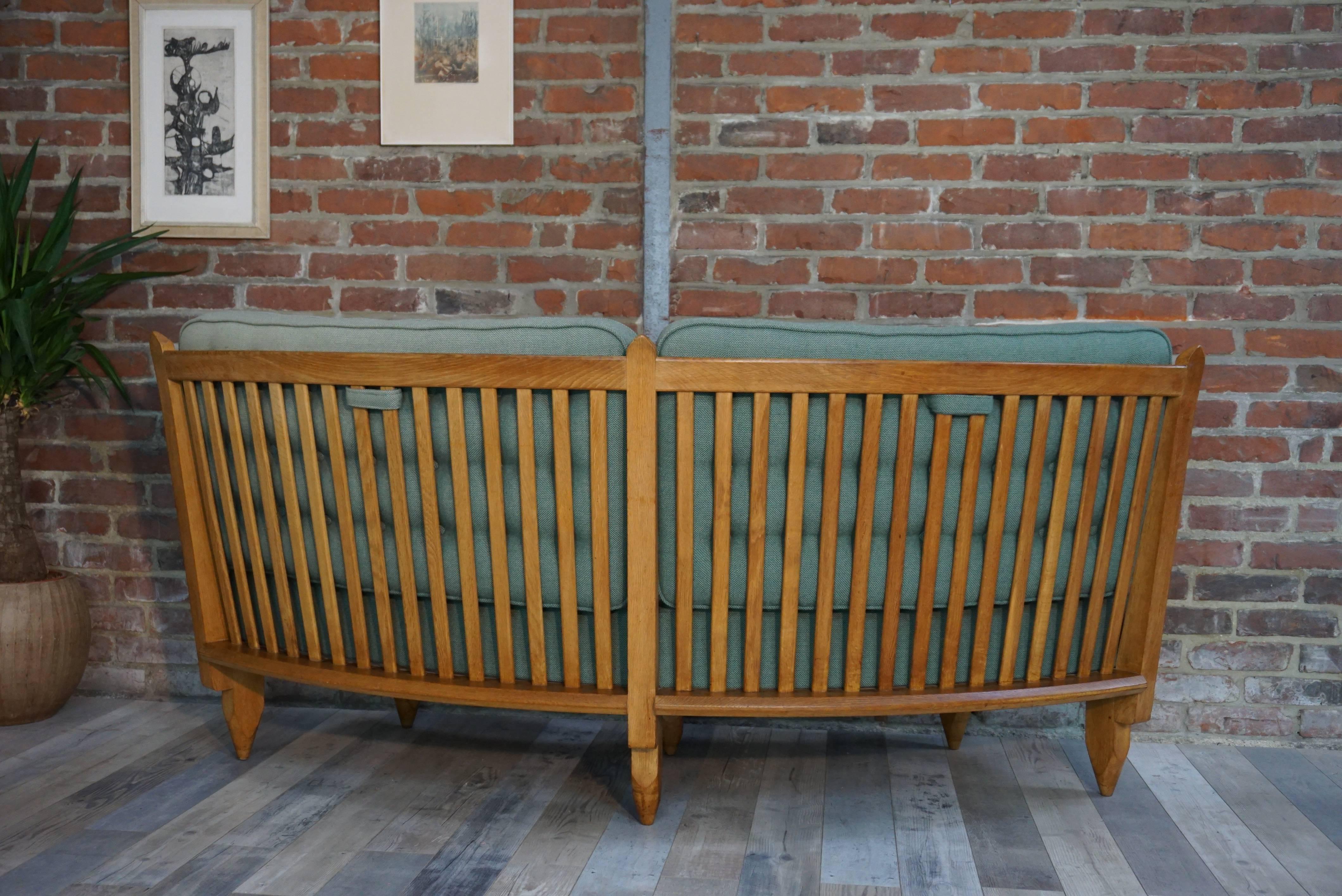 Mid-Century Modern Rounded Basket Sofa French Design of the 1950s by Guillerme and Chambron