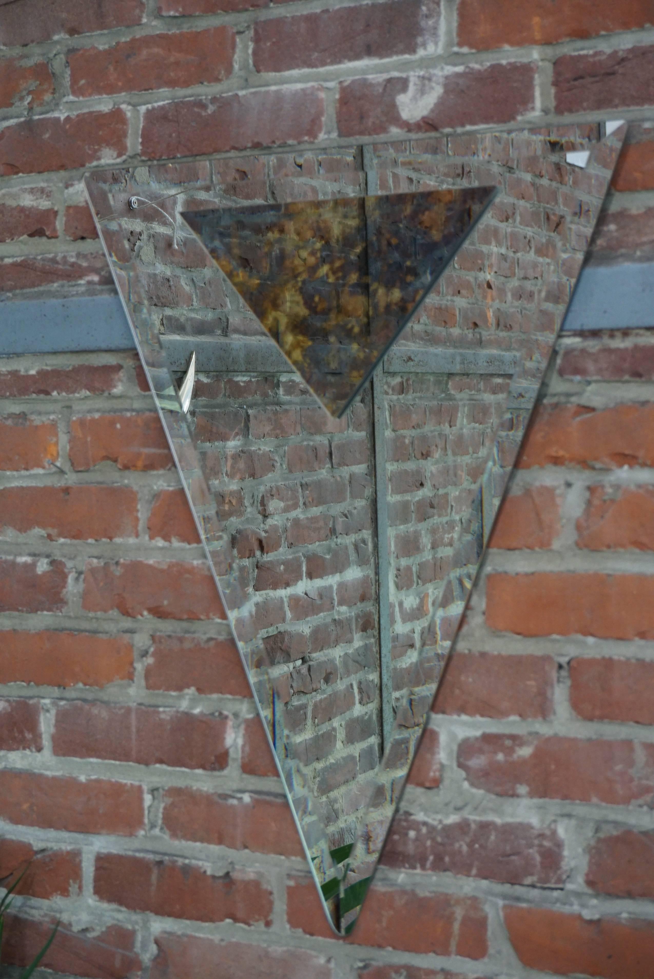French Art Deco Triangular Bevelled Mirror For Sale 1
