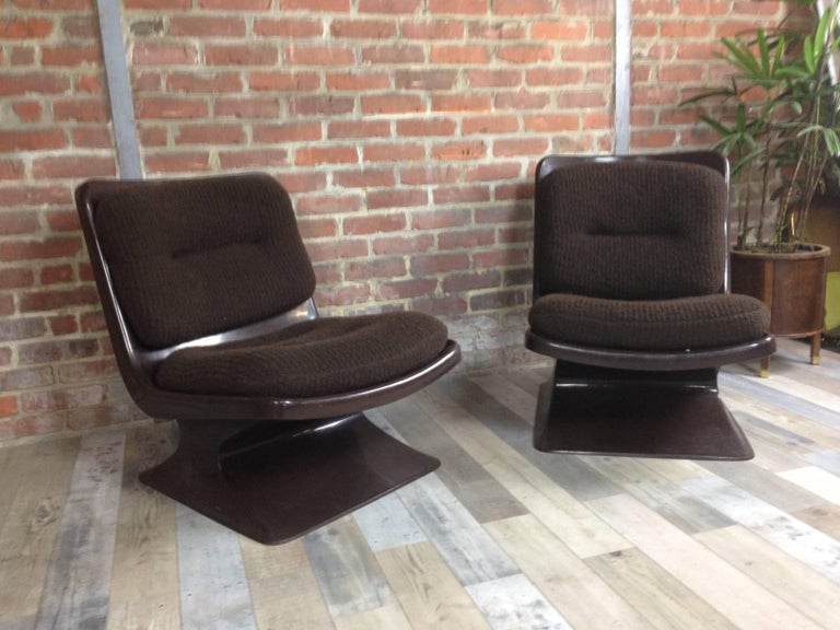 20th Century Space Age French Design Pair of Lounge Chair by Albert Jacob for Grosfillex