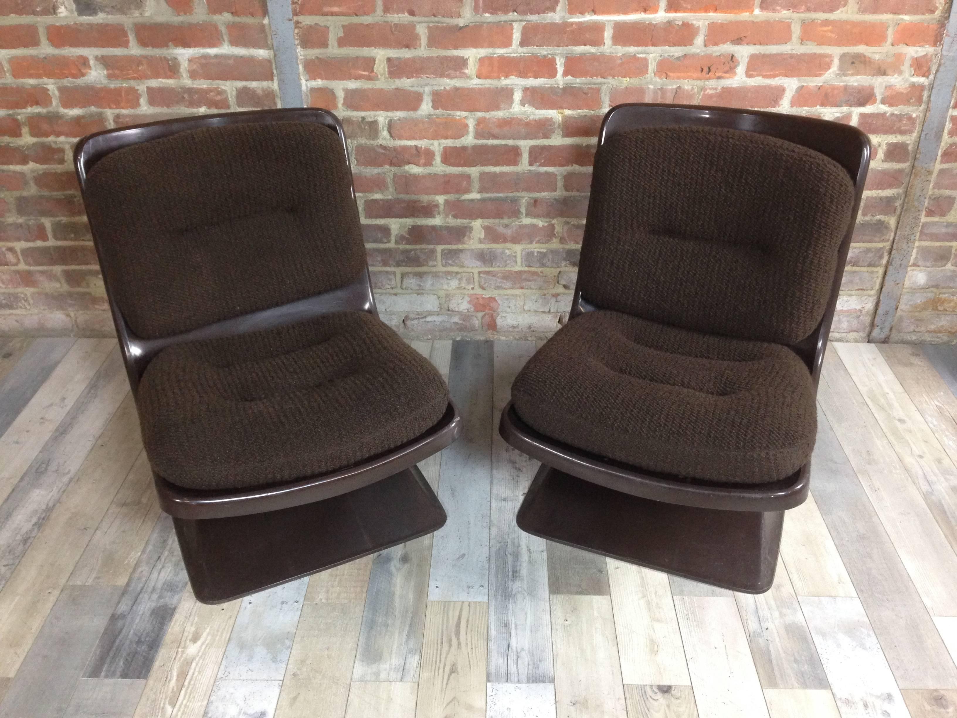 Space Age French Design Pair of Lounge Chair by Albert Jacob for Grosfillex In Excellent Condition In Tourcoing, FR