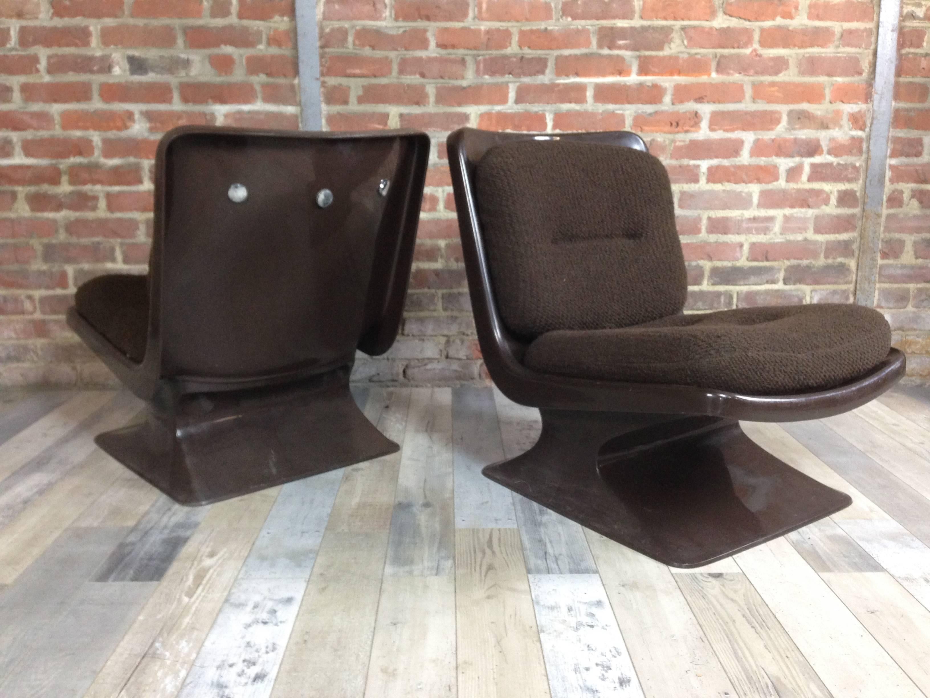 20th Century Space Age French Design Pair of Lounge Chair by Albert Jacob for Grosfillex